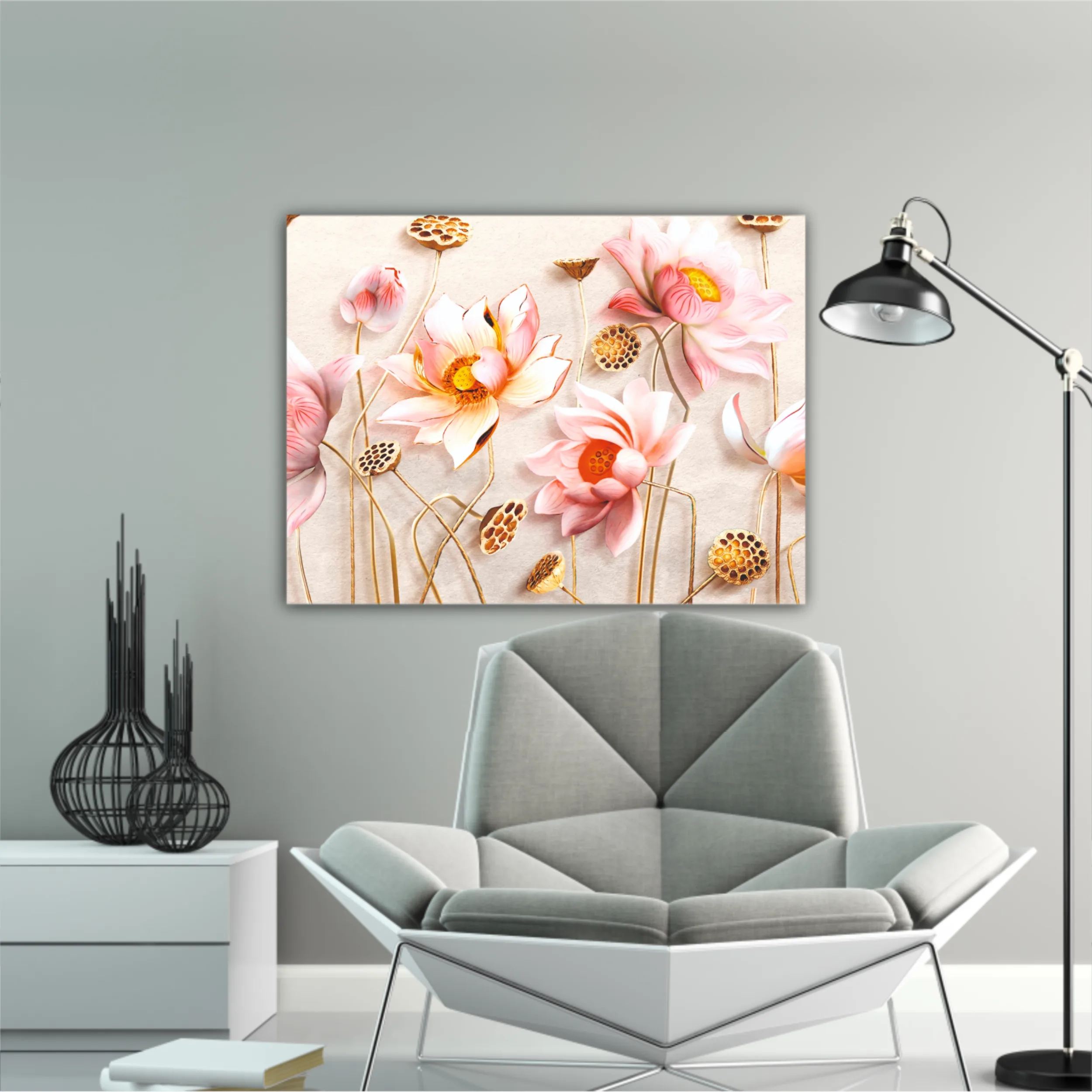 Pink flowers, 3D Illustration of flower wallpaper