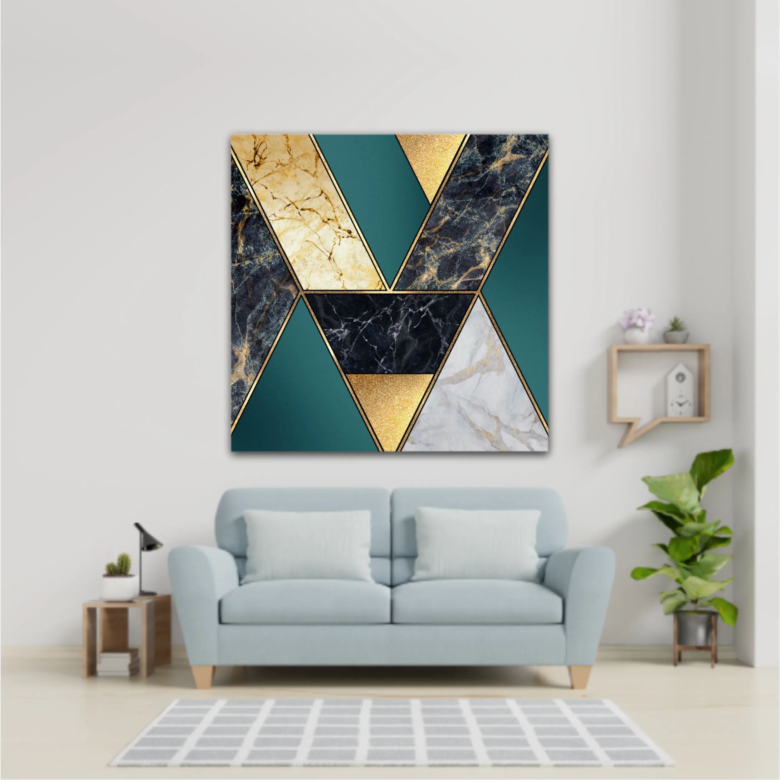 Сreative texture of marble,  modern mosaic inlay, green and gold N1