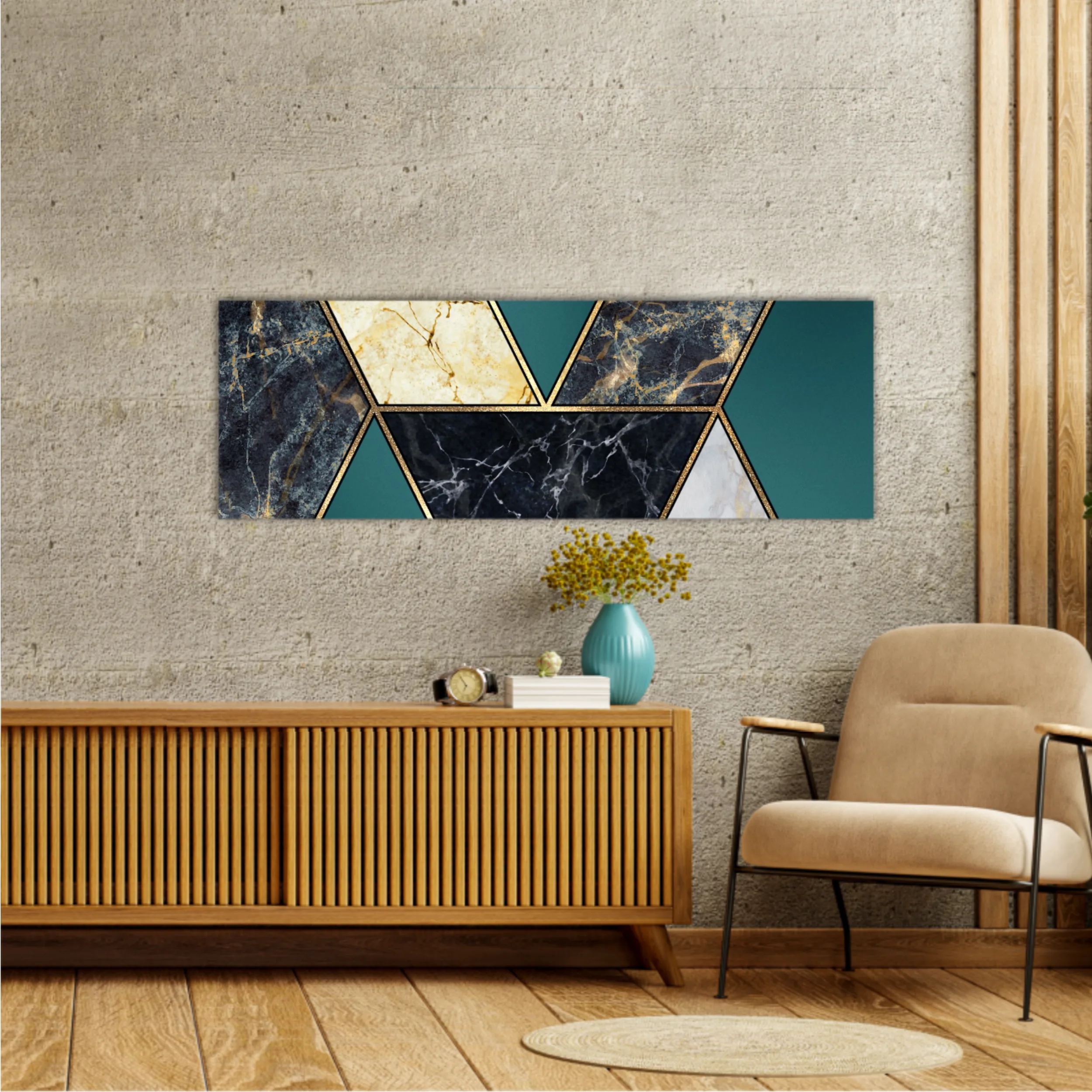 Сreative texture of marble,  modern mosaic inlay, green and gold N1