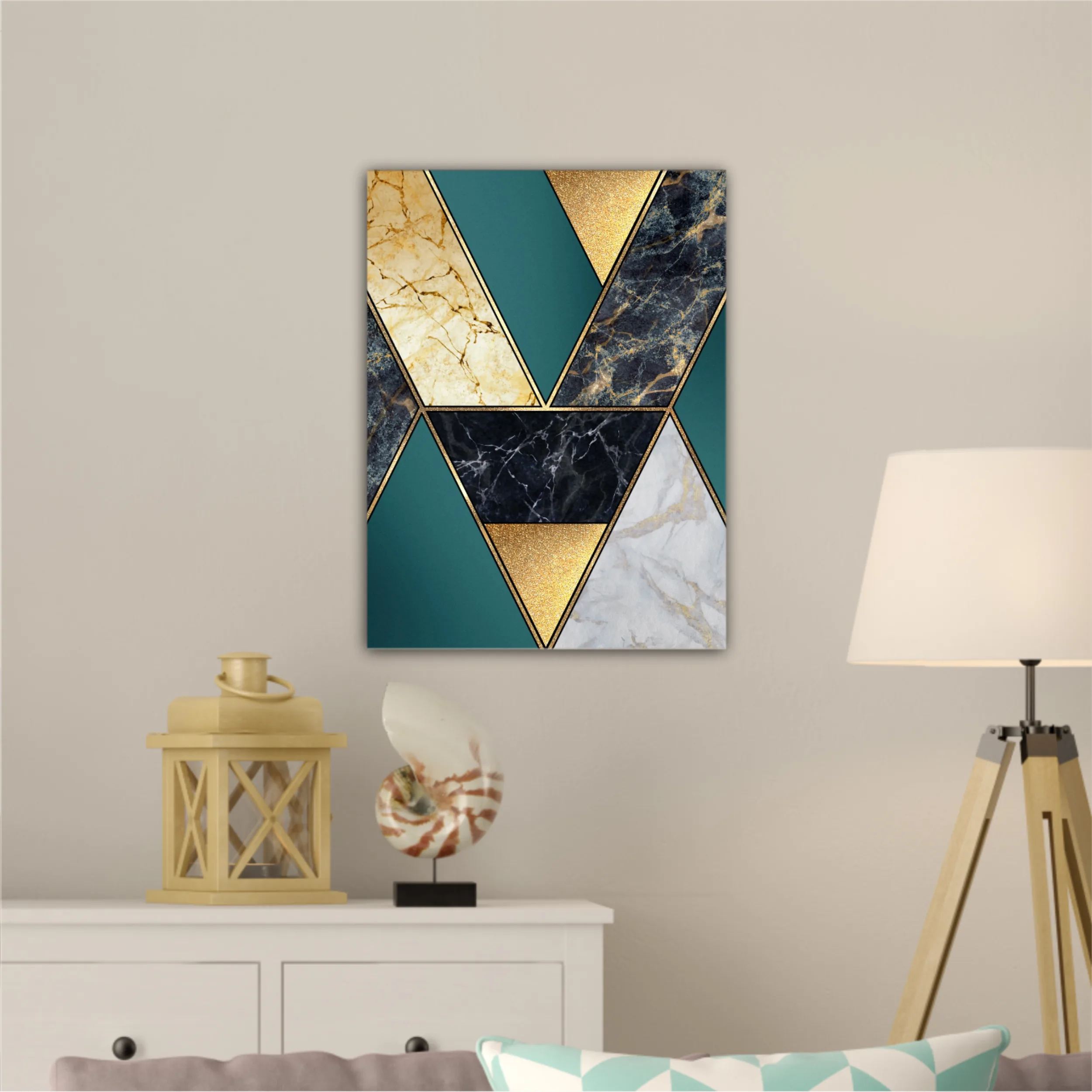 Сreative texture of marble,  modern mosaic inlay, green and gold N1