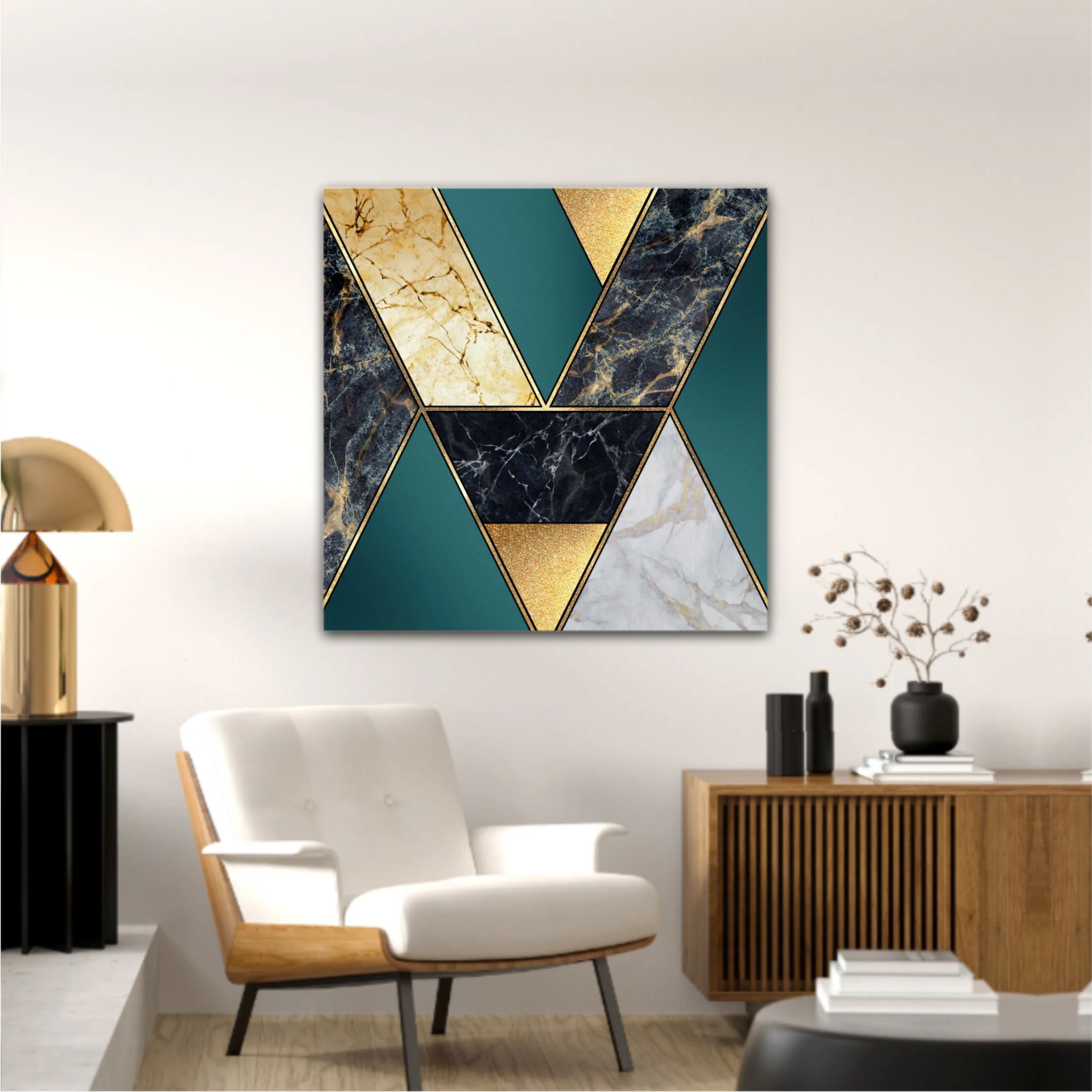 Сreative texture of marble,  modern mosaic inlay, green and gold N1