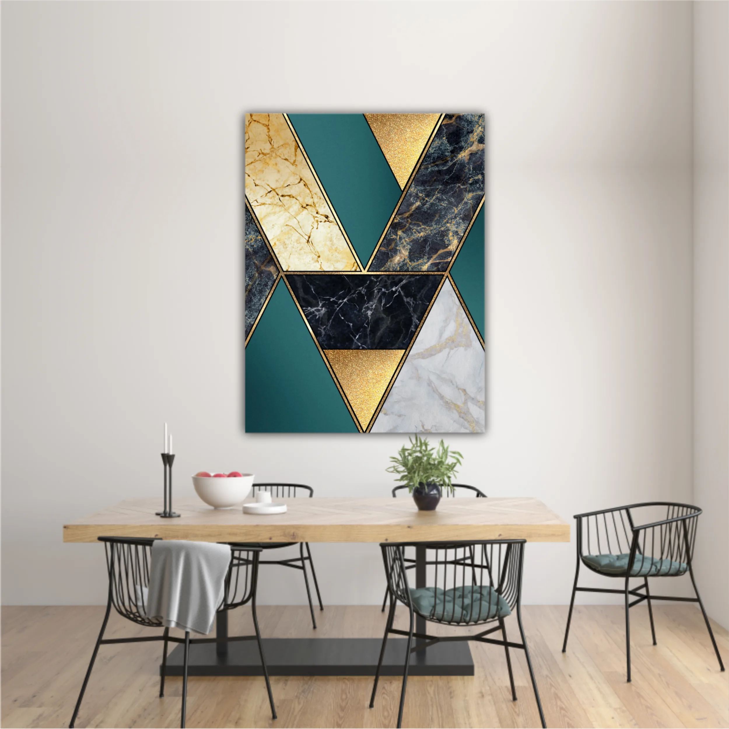 Сreative texture of marble,  modern mosaic inlay, green and gold N1