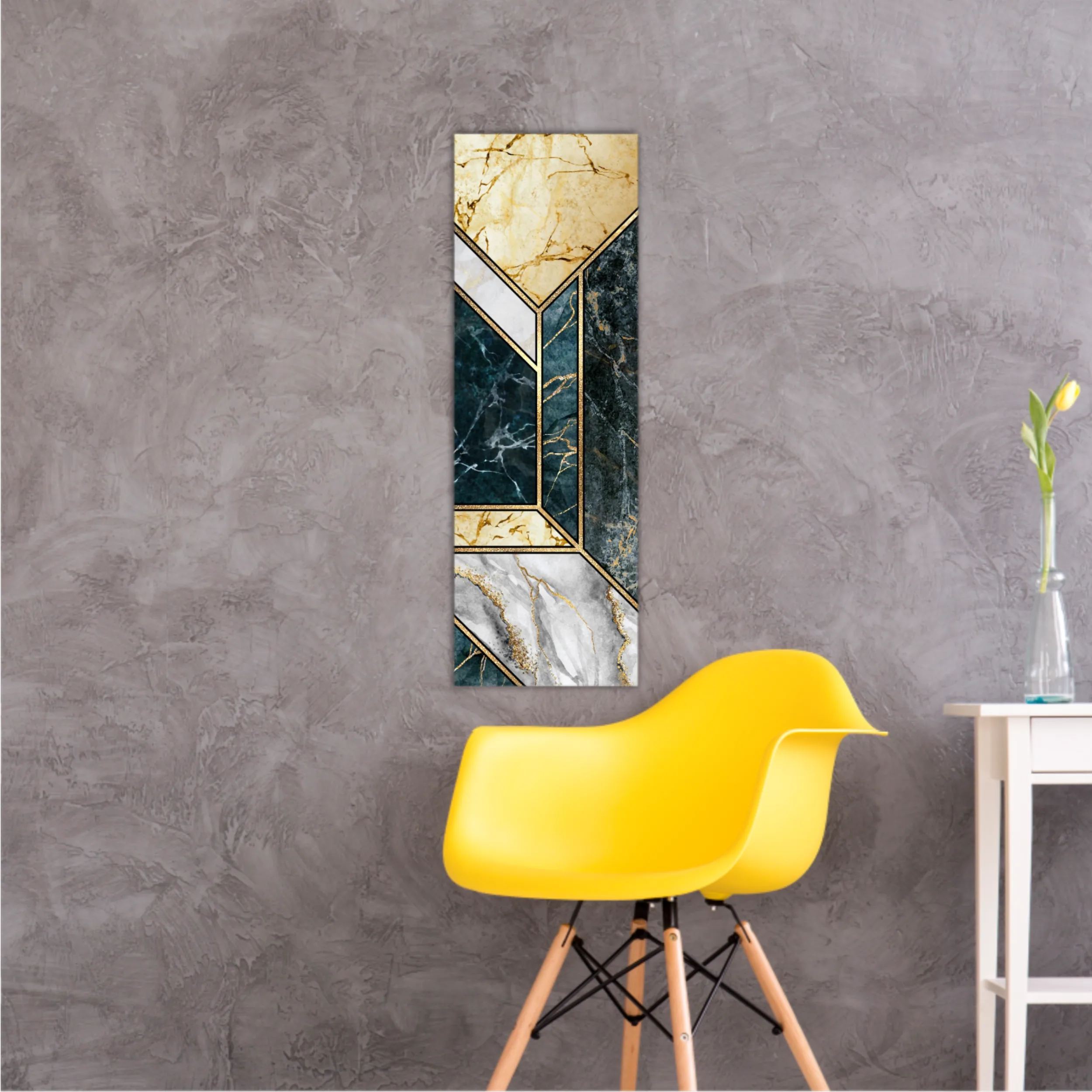 Сreative texture of marble,  modern mosaic inlay, green and gold N4