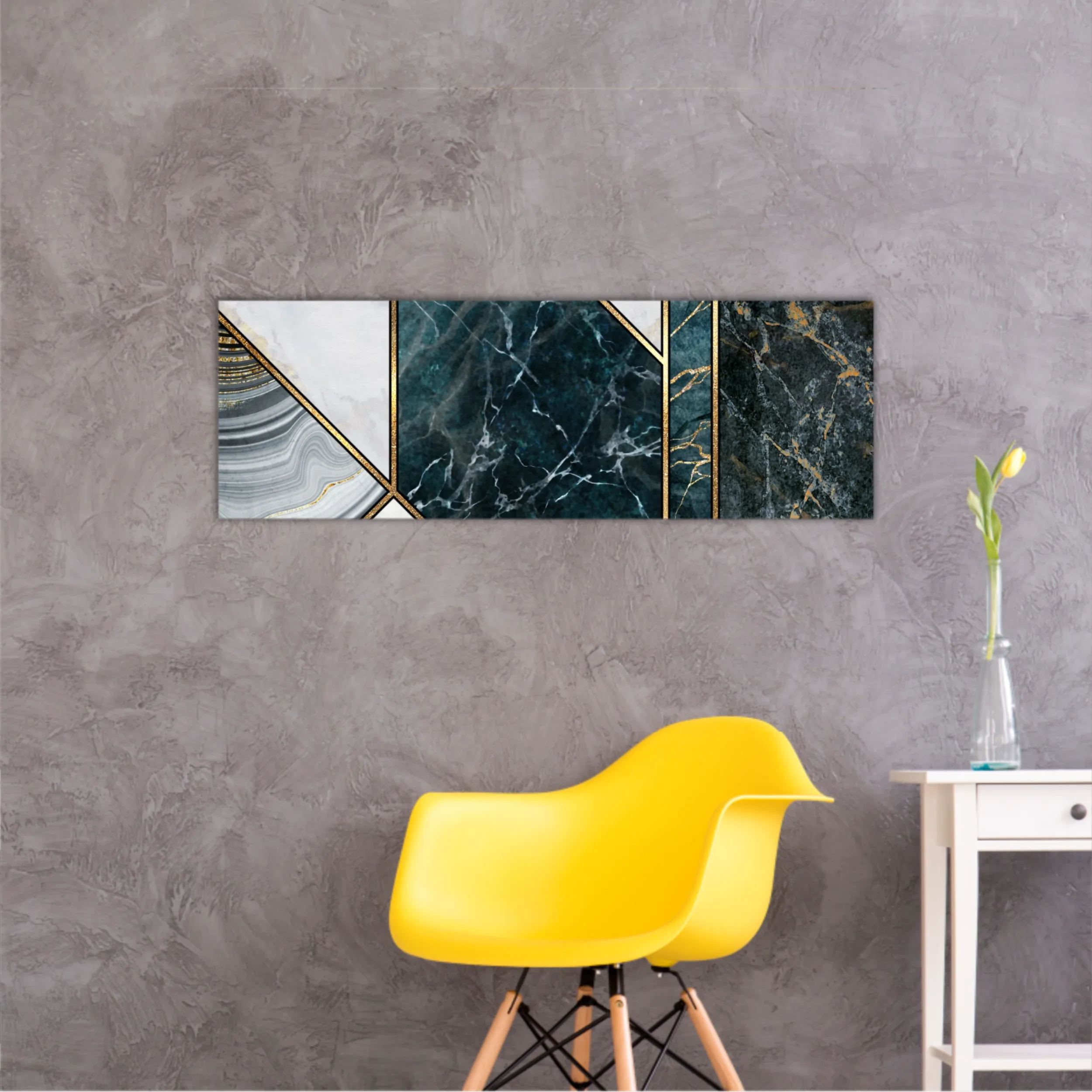 Сreative texture of marble,  modern mosaic inlay, green and gold N4