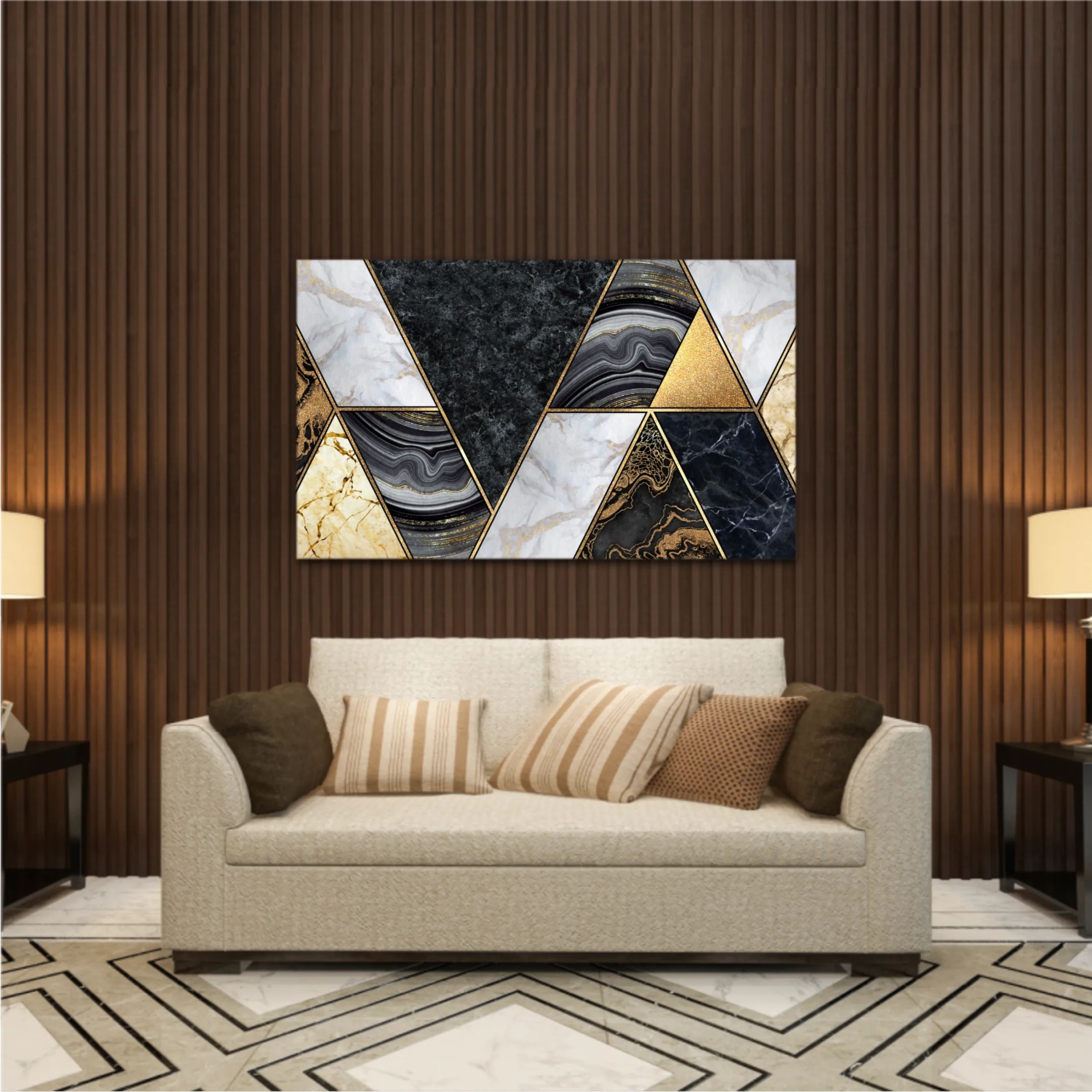 Сreative texture of marble,  modern mosaic inlay, green and gold N6