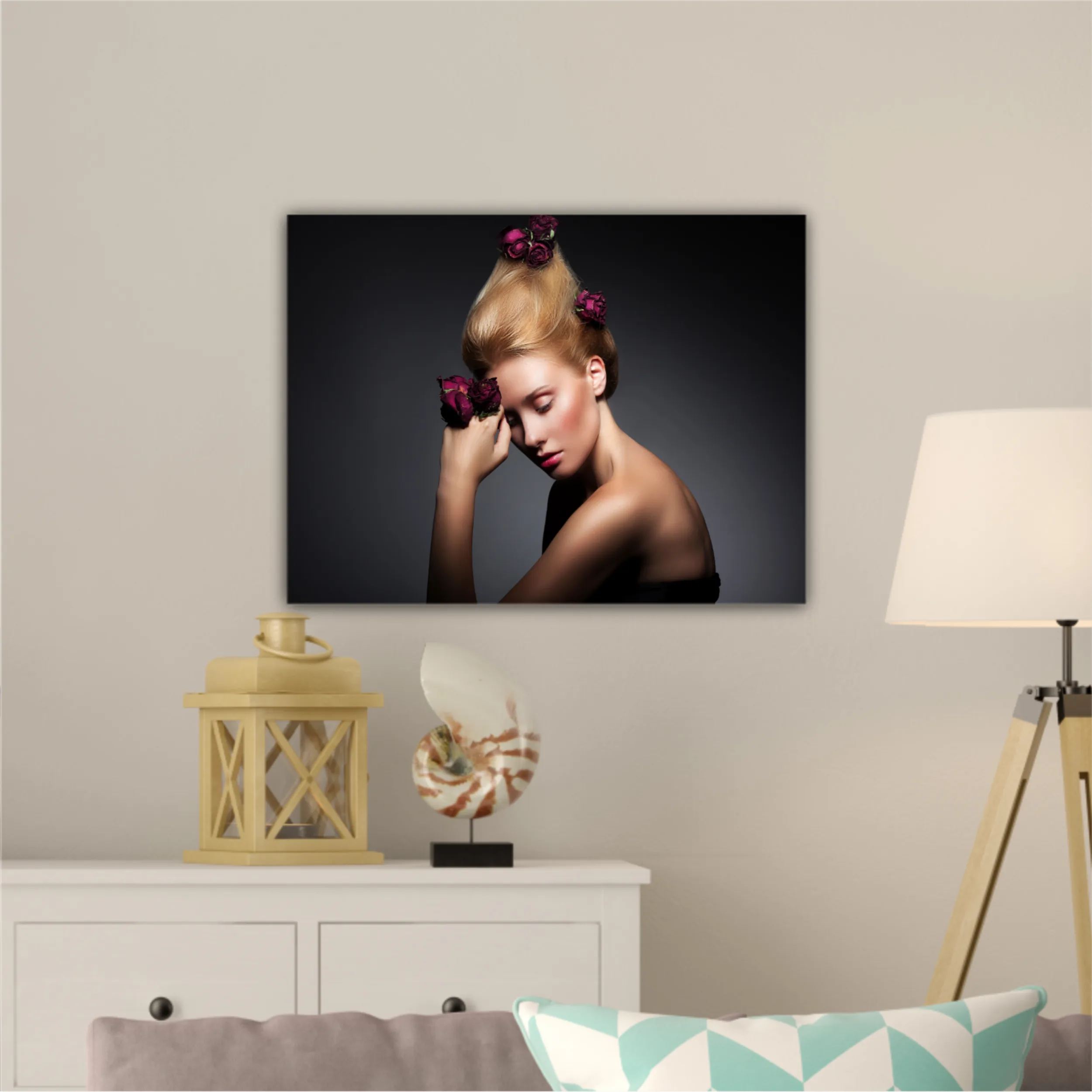  Portrait of woman with flowers in hair