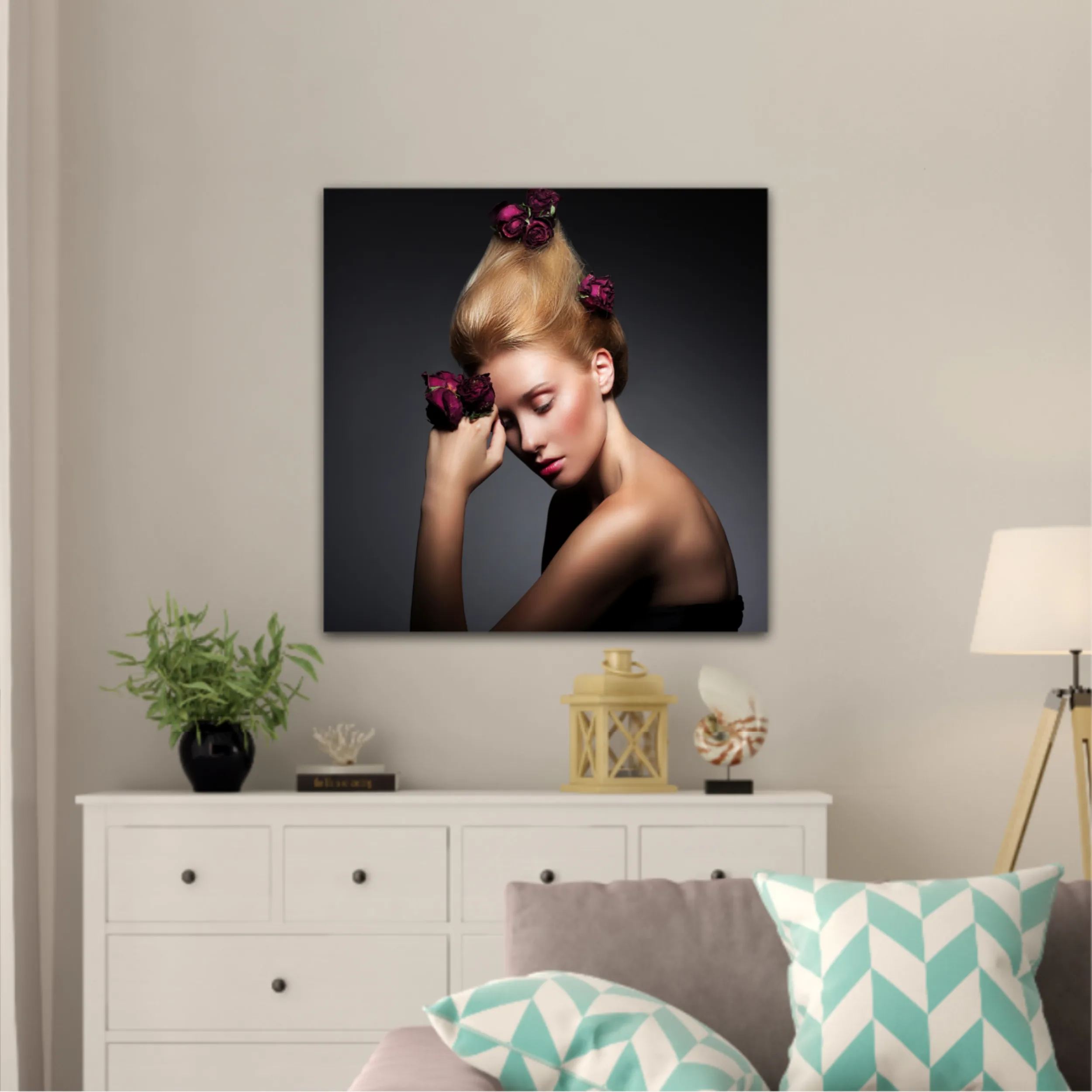  Portrait of woman with flowers in hair