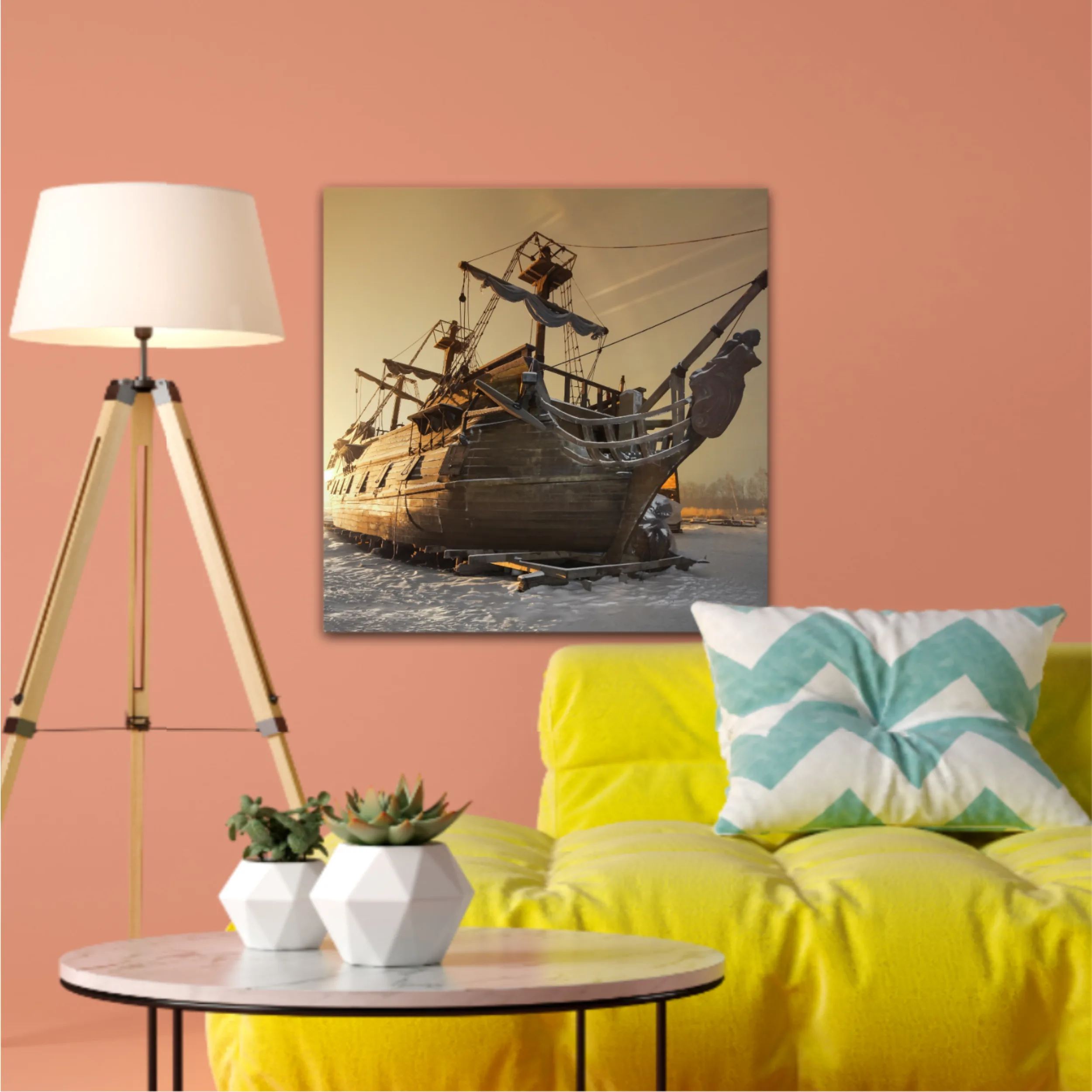 Vintage wooden sailing ship