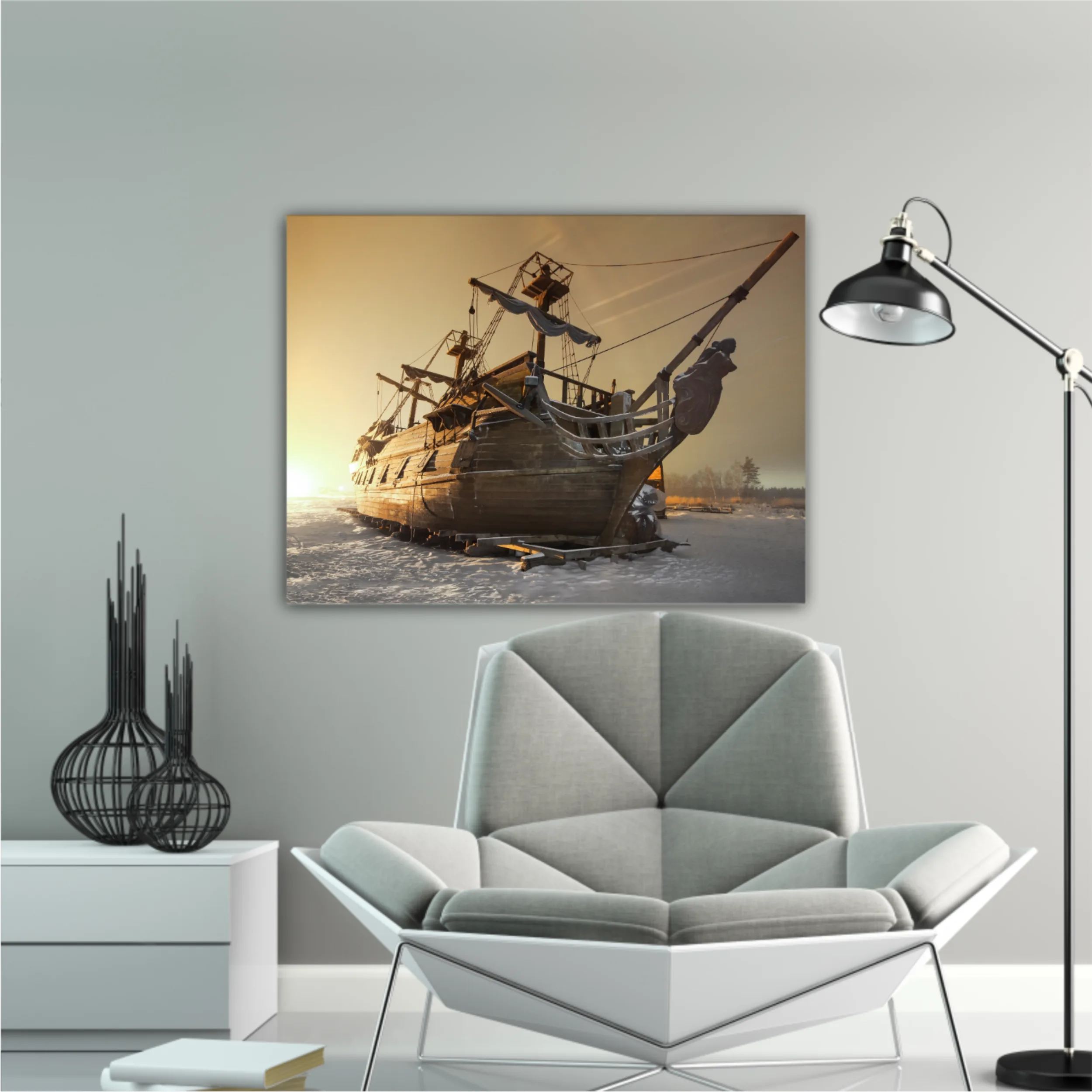 Vintage wooden sailing ship