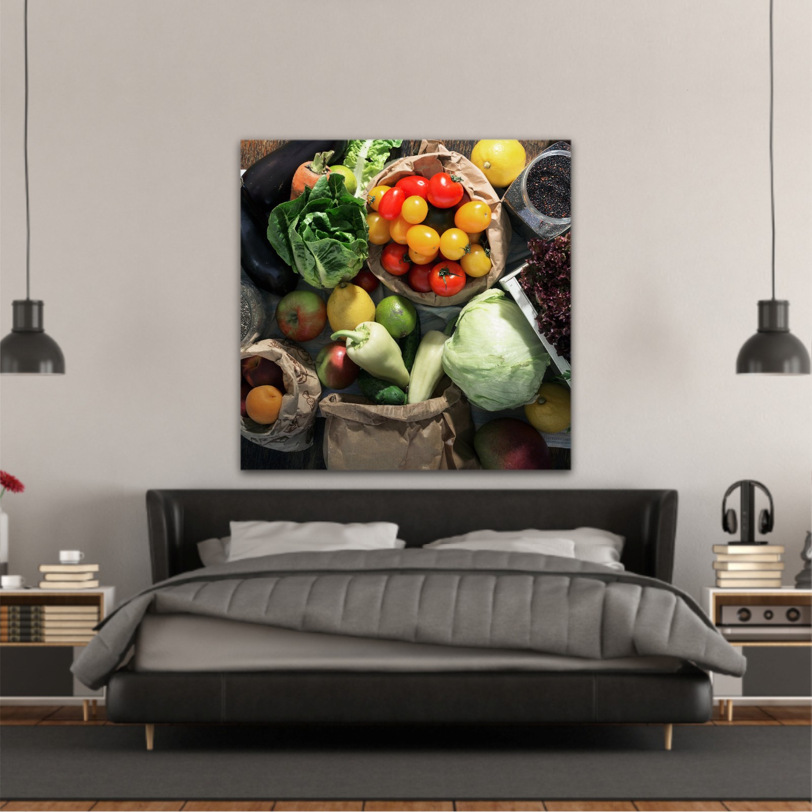 Healthy food background. Set of healthy food, top view