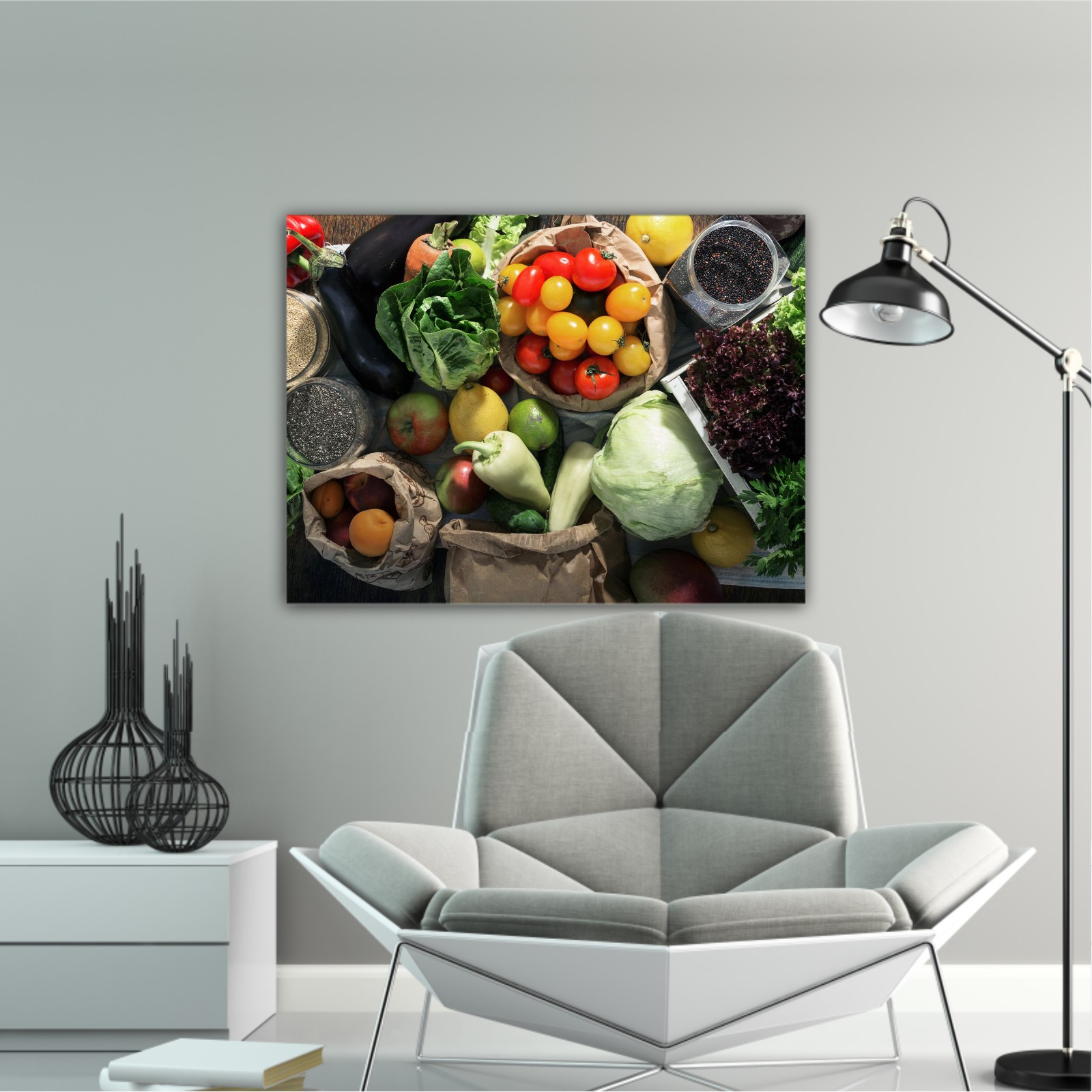 Healthy food background. Set of healthy food, top view