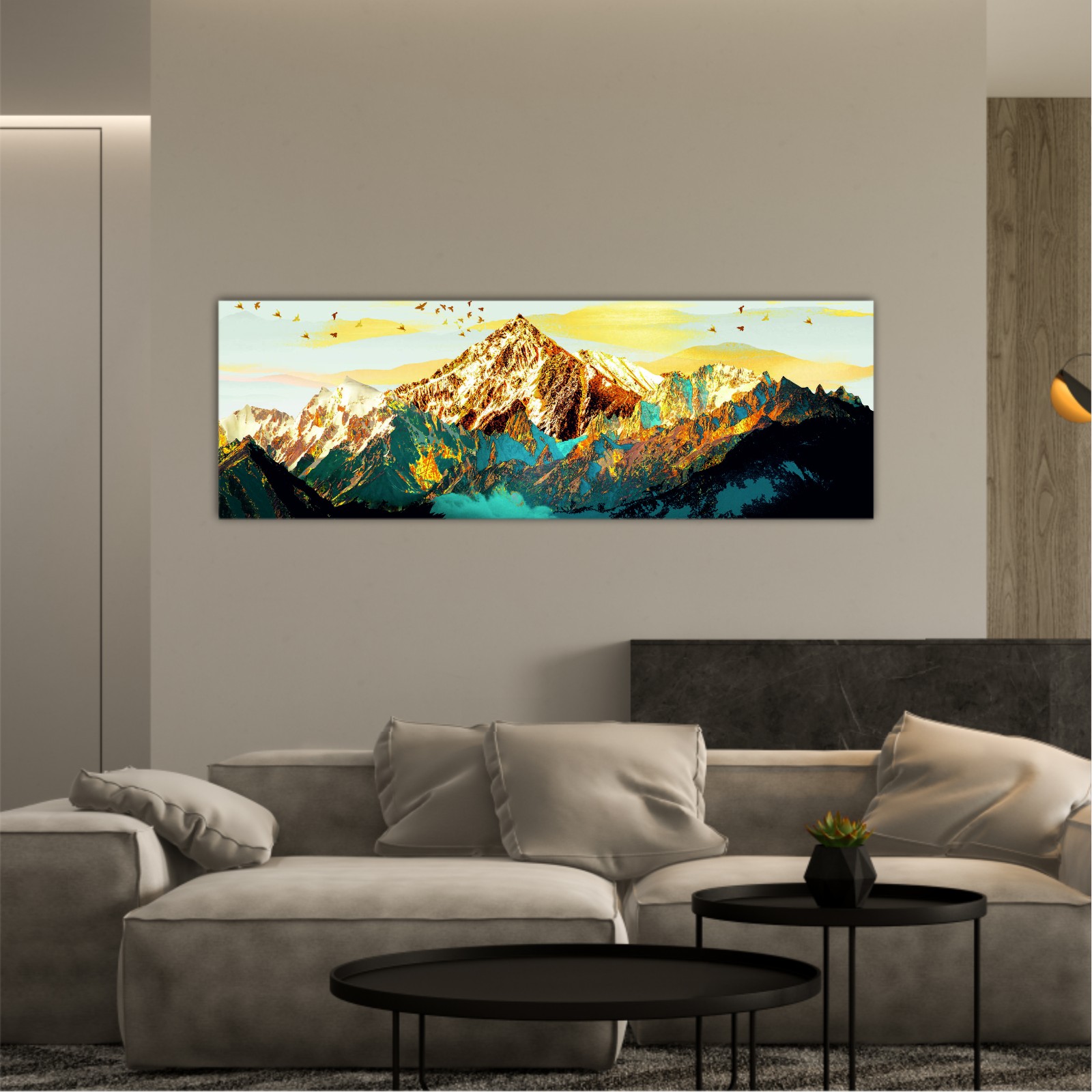 abstract-paint-texture-art- blue and gold mountains