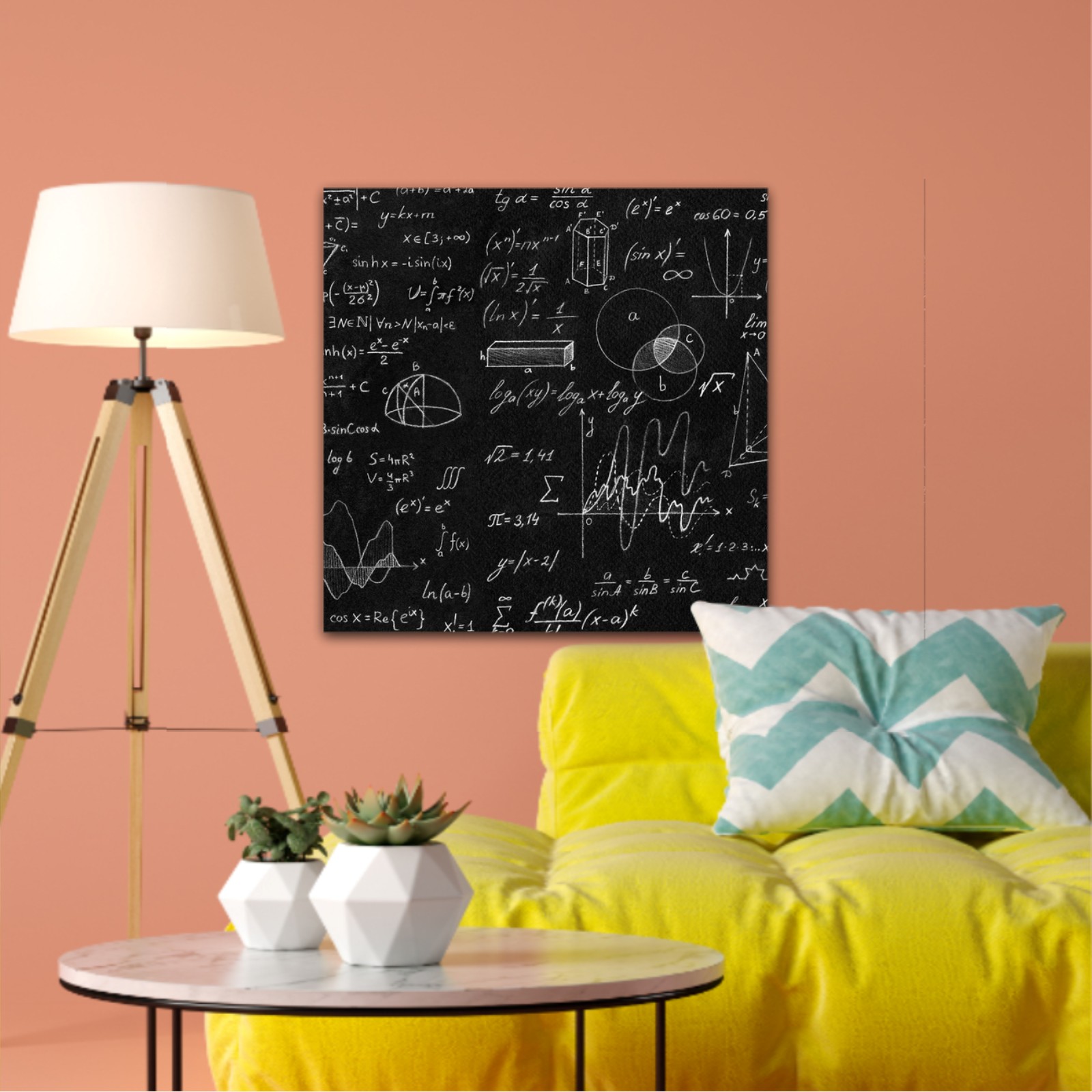 Blackboard with scientific formulas