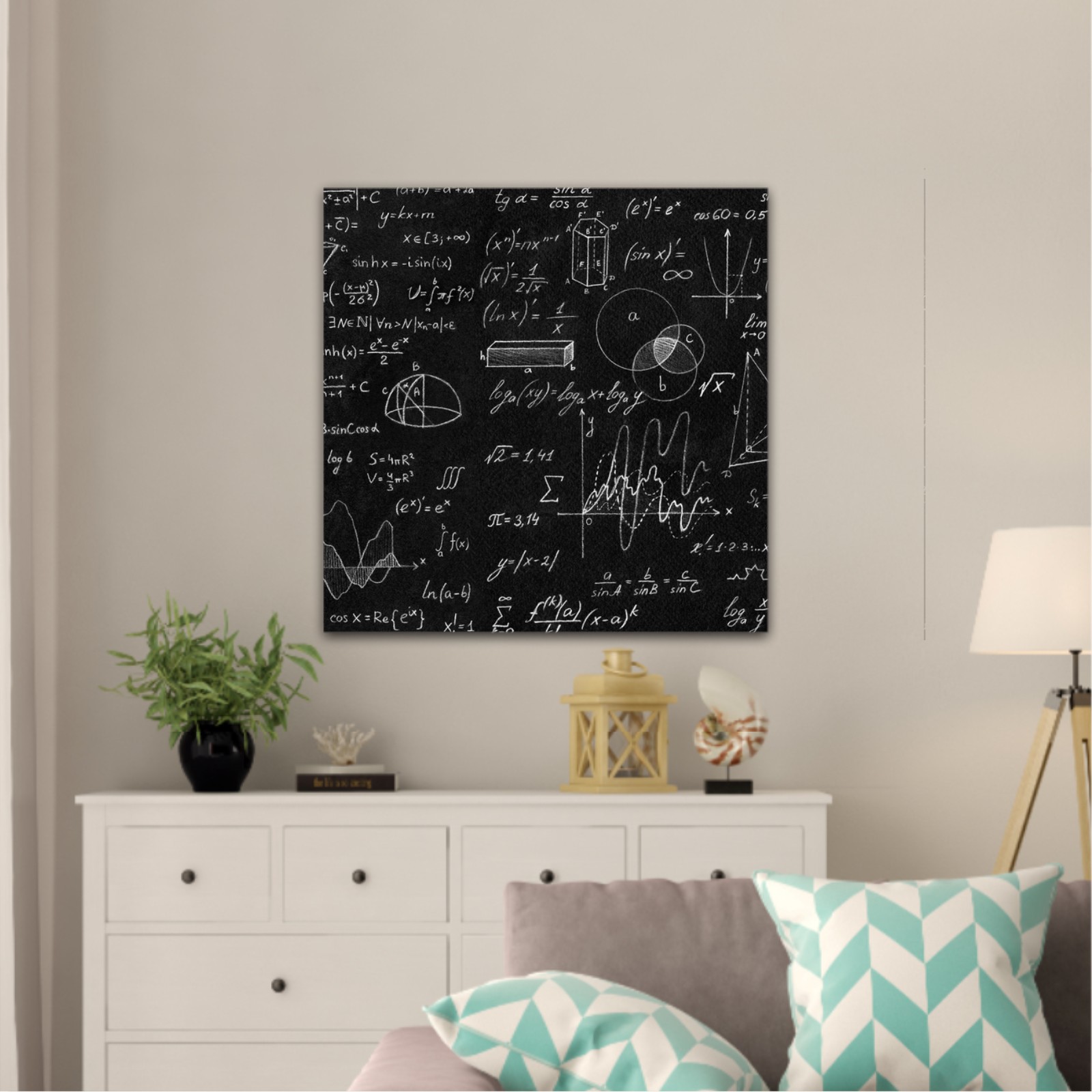 Blackboard with scientific formulas