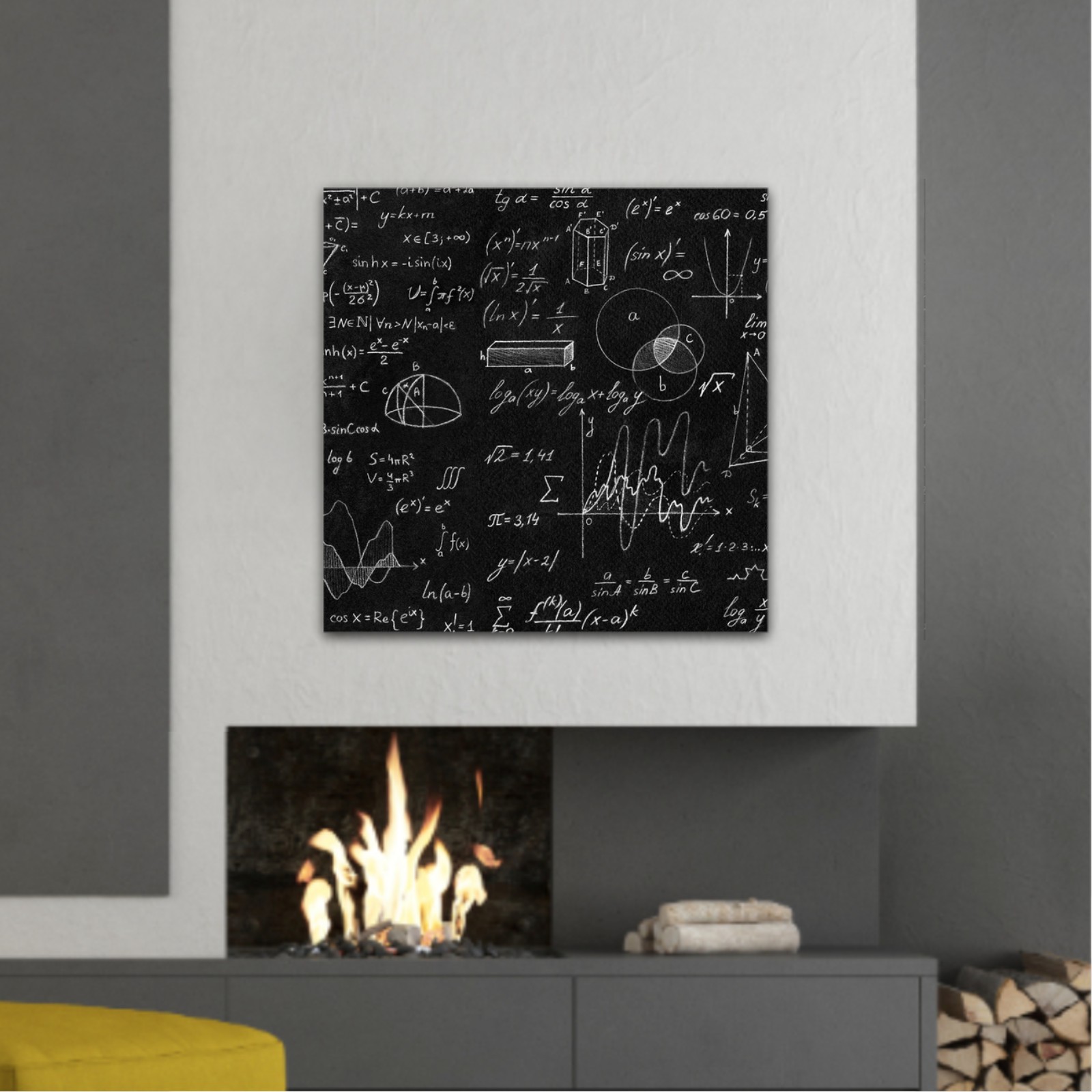 Blackboard with scientific formulas