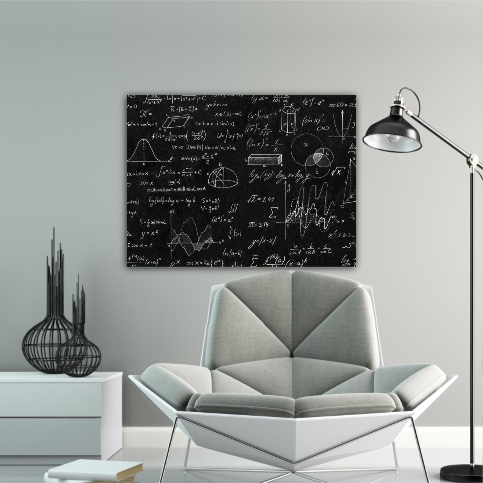 Blackboard with scientific formulas