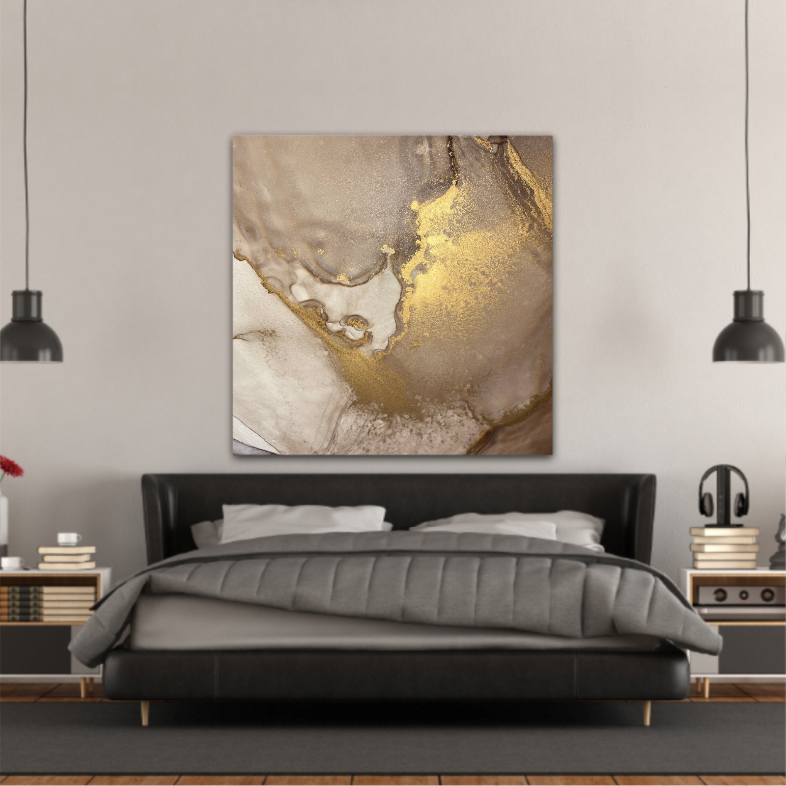 Abstract paint gold and brown blots background 2