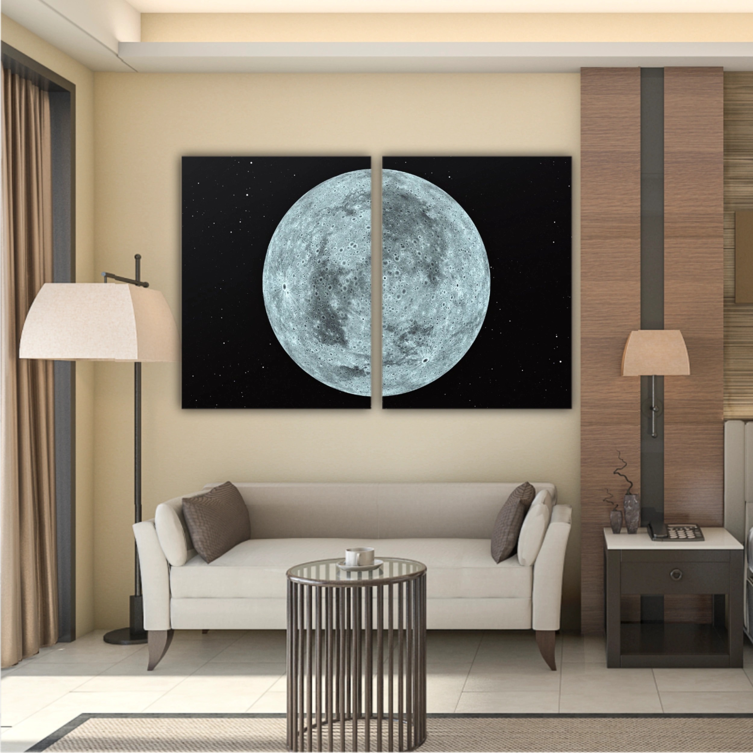 3D rendering of the moon with star sky background