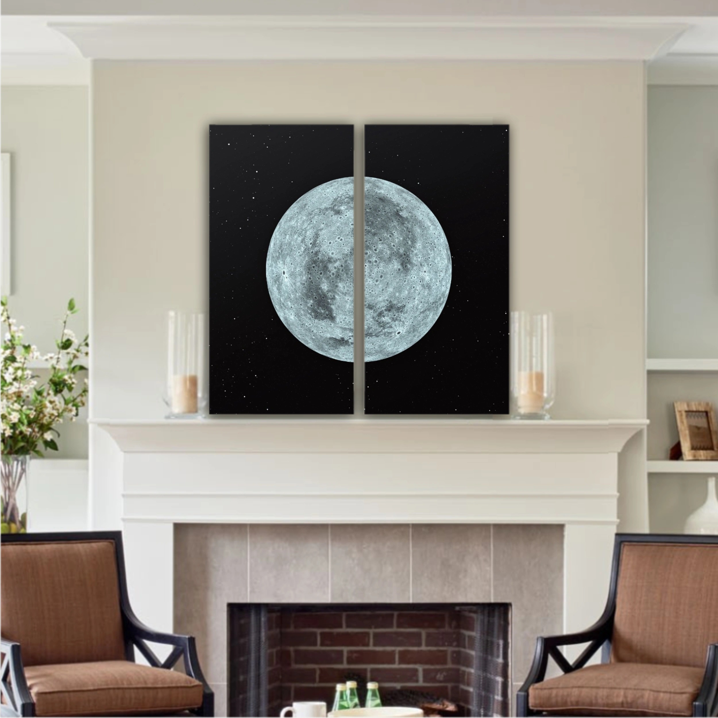 3D rendering of the moon with star sky background