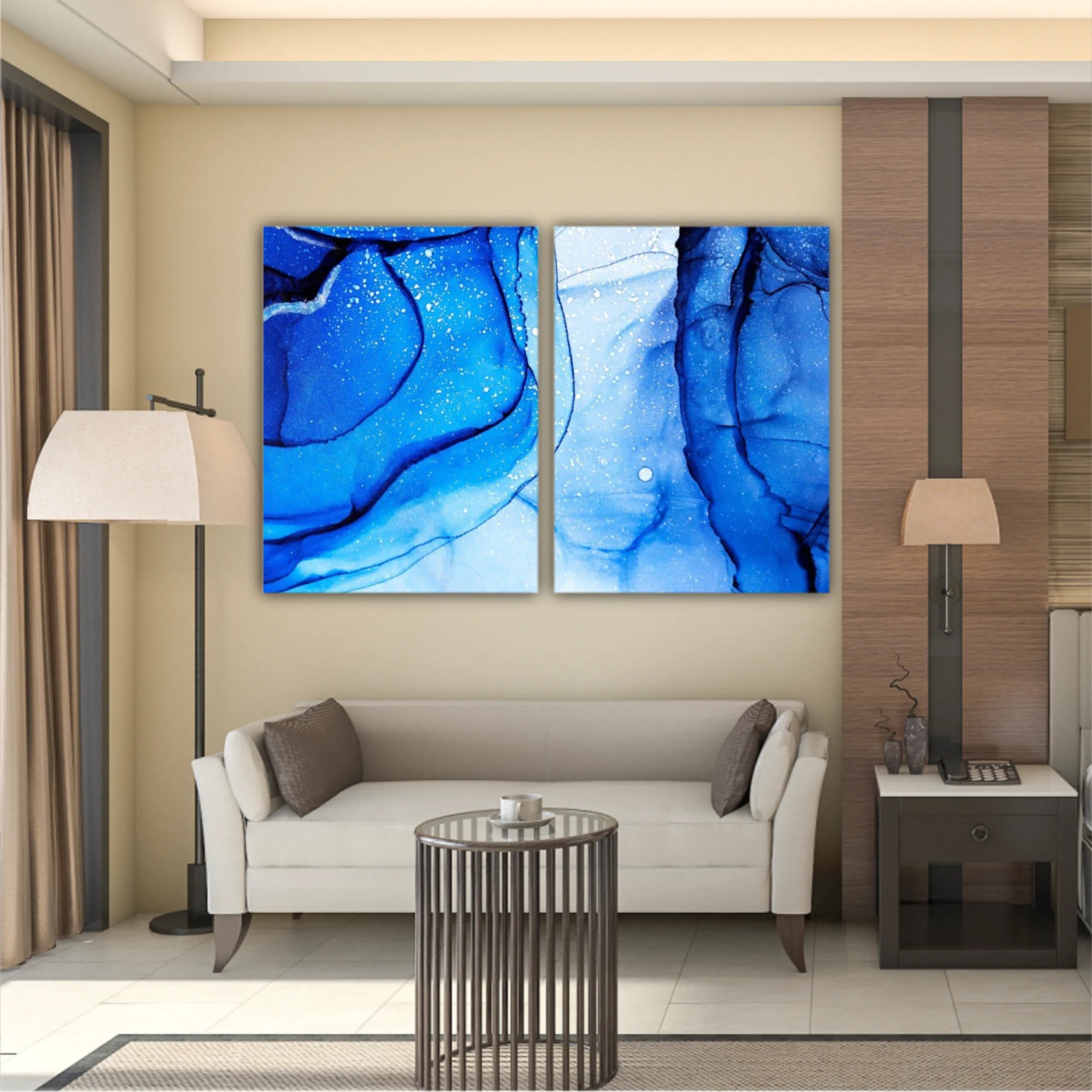 Blue and white alcohol ink abstract