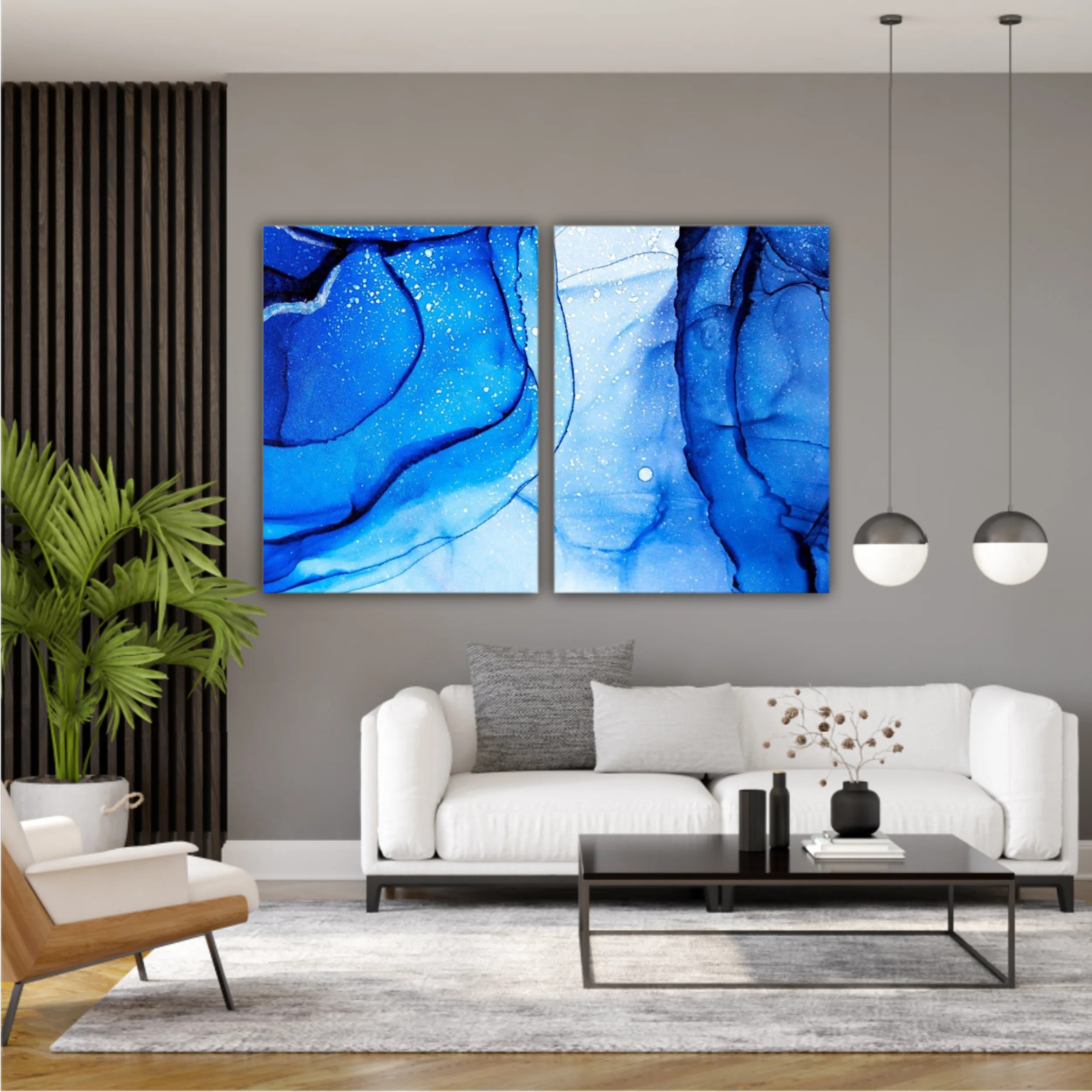 Blue and white alcohol ink abstract