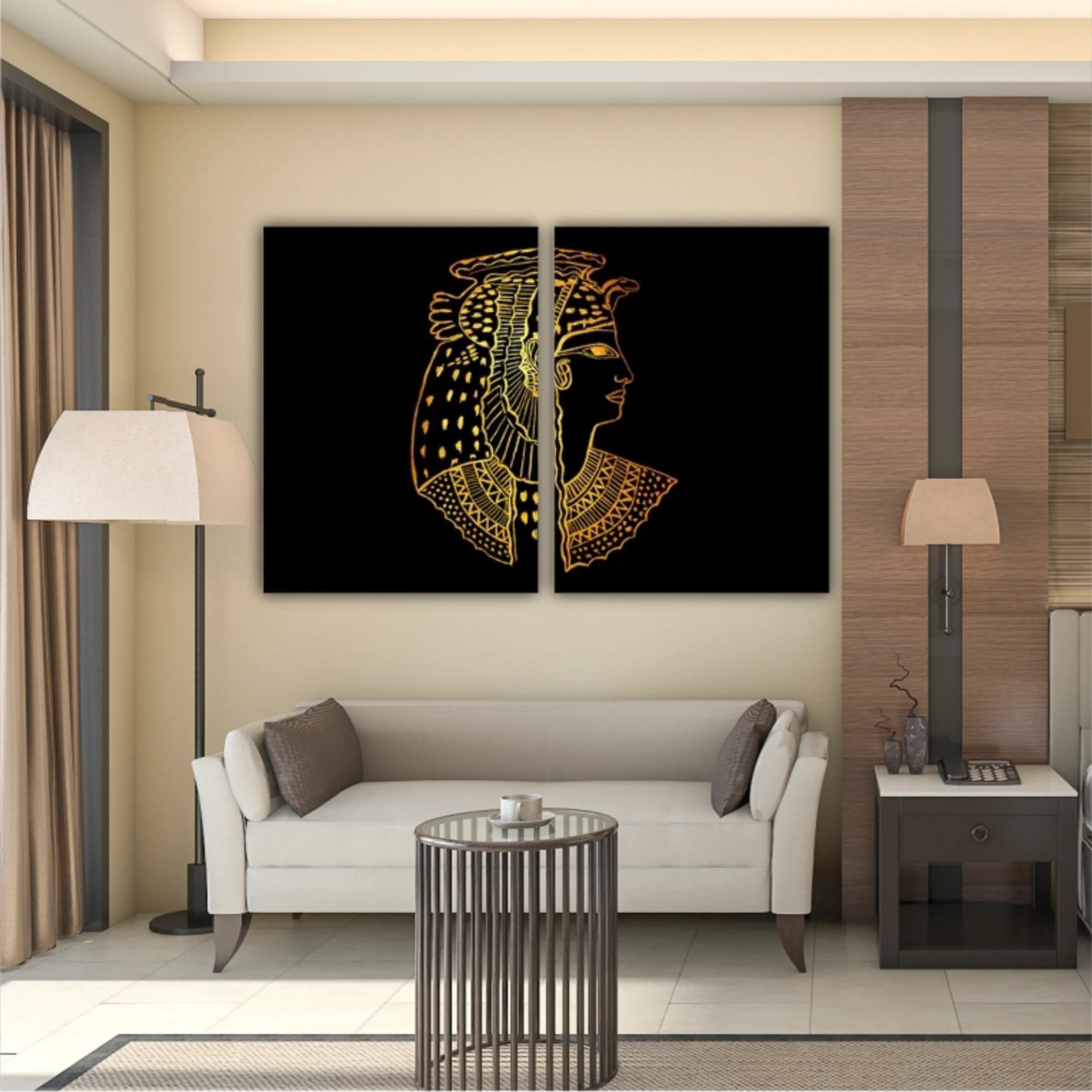 Abstract ancient Egyptian background, Cleopatra. Gold