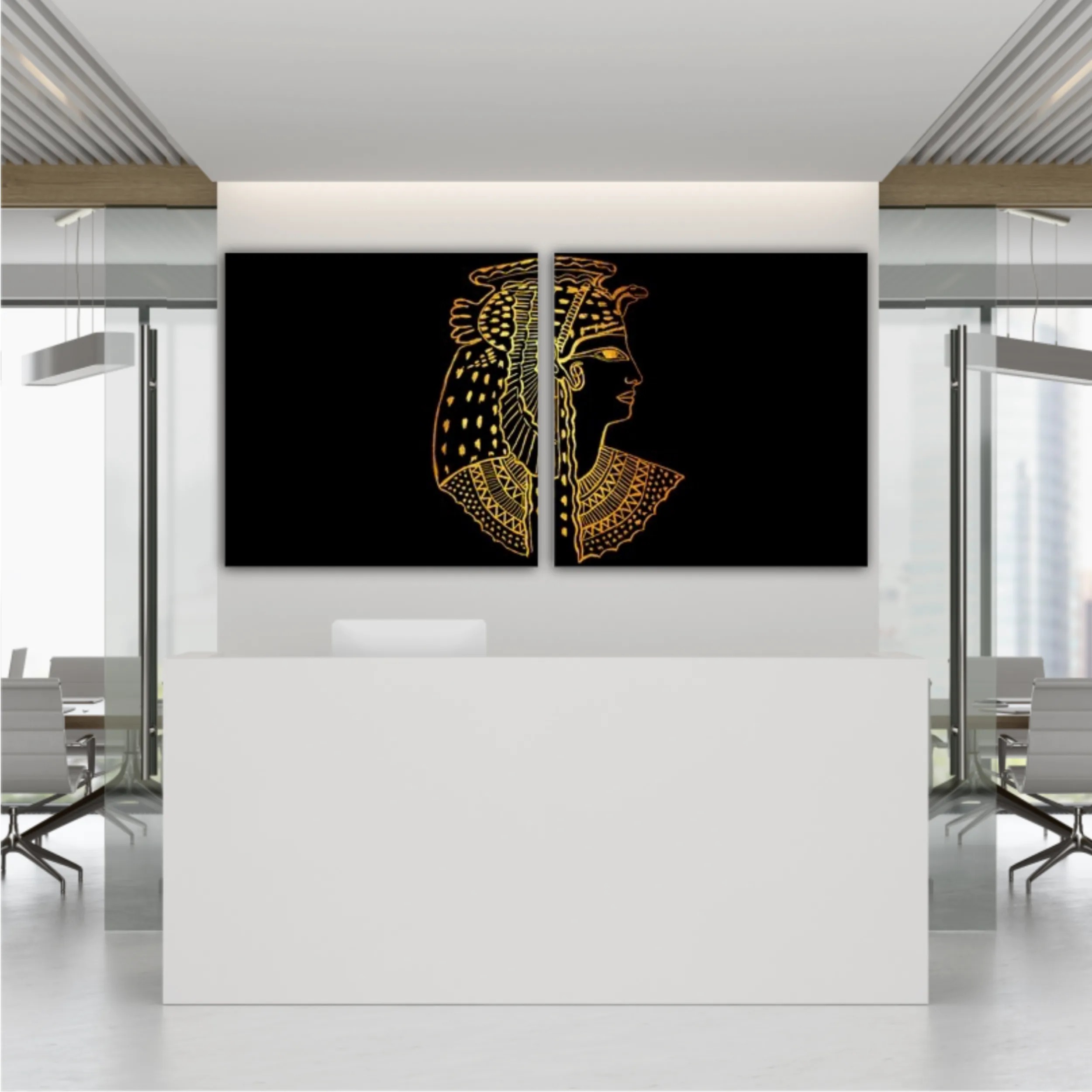 Abstract ancient Egyptian background, Cleopatra. Gold