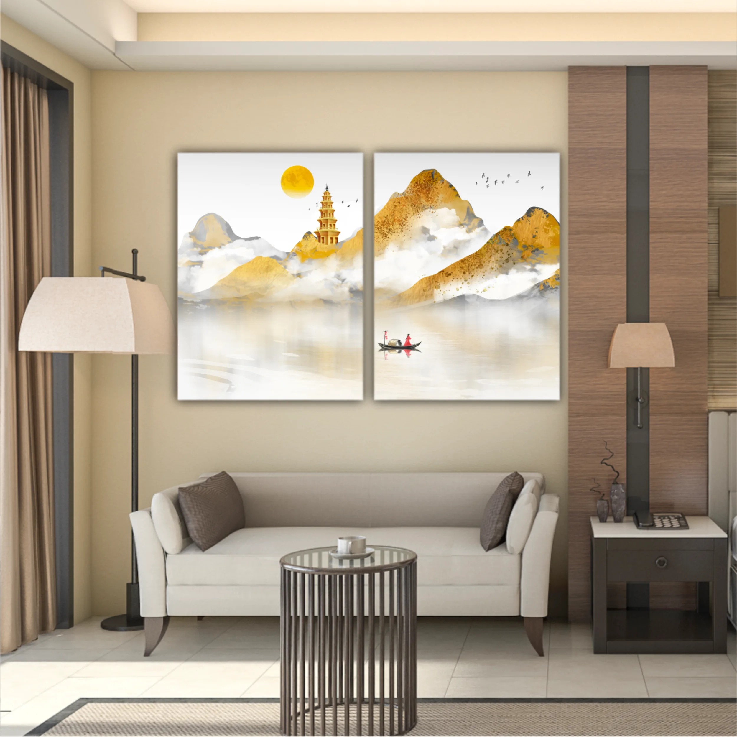 Chinese style golden landscape painting