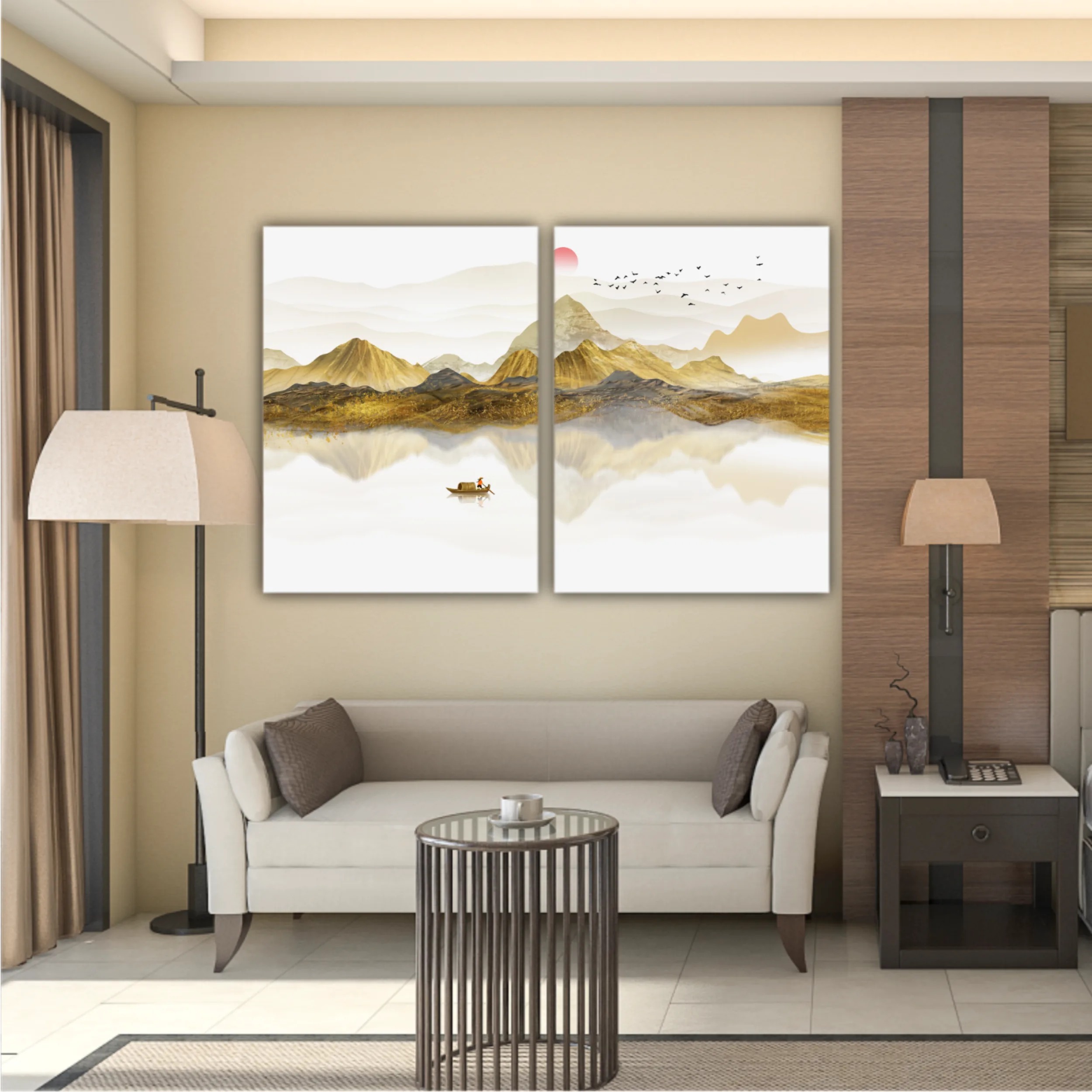 New Chinese abstract golden landscape painting