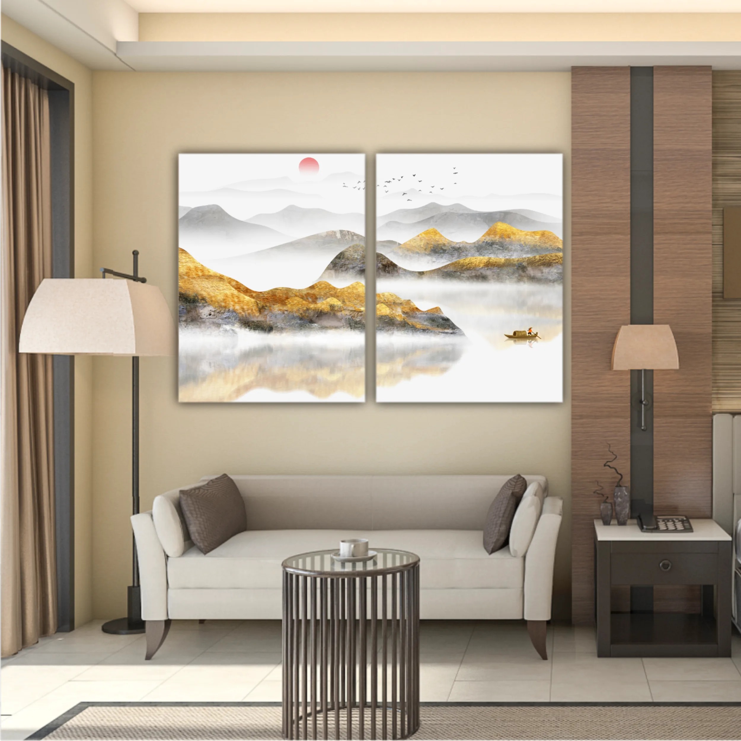 New Chinese abstract golden landscape painting