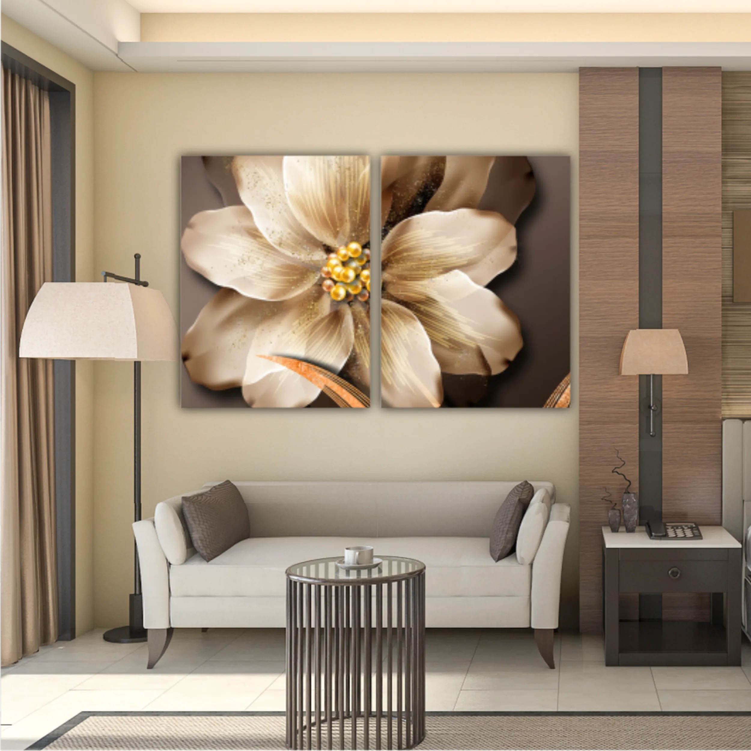 3d illustration of luxurious golden flower