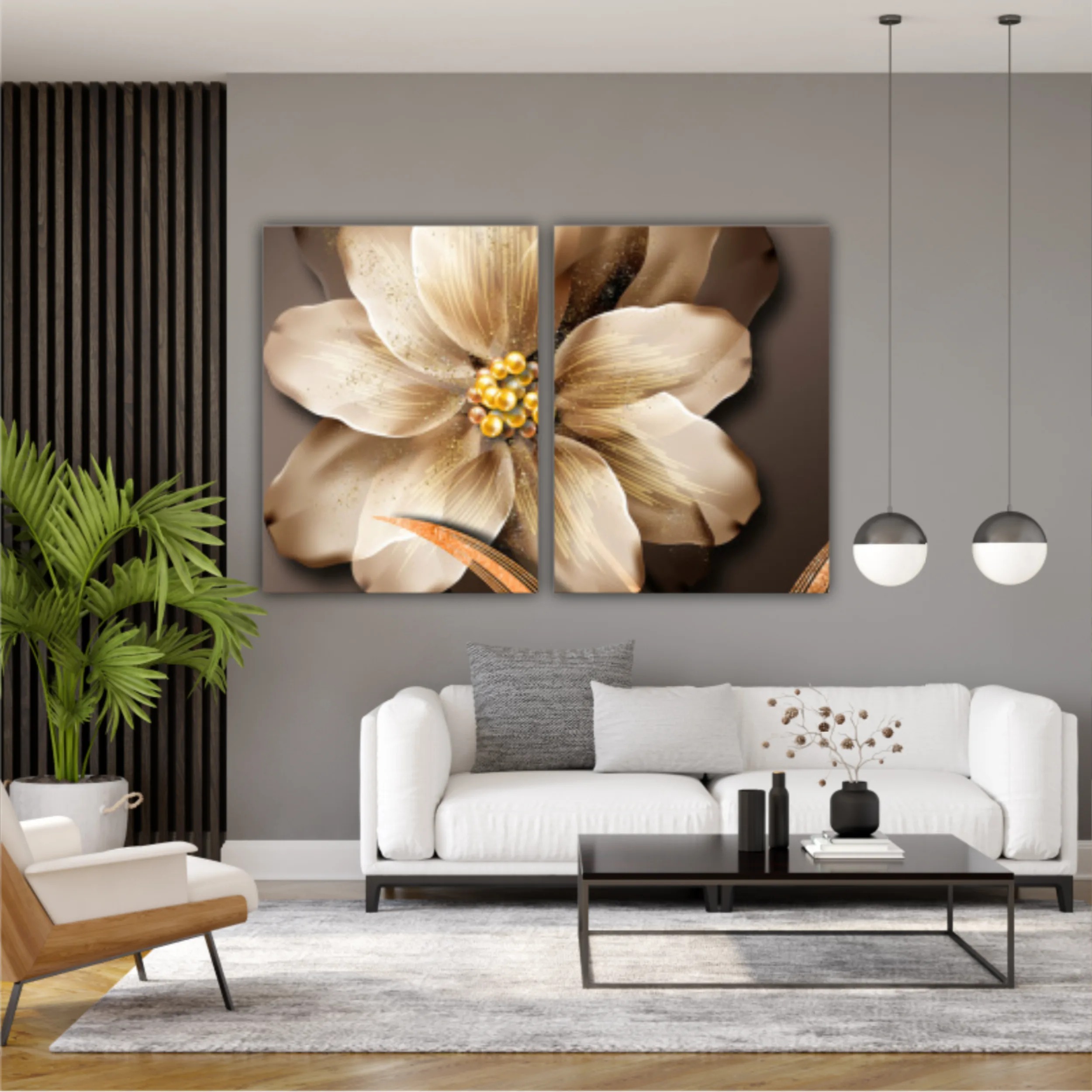 3d illustration of luxurious golden flower