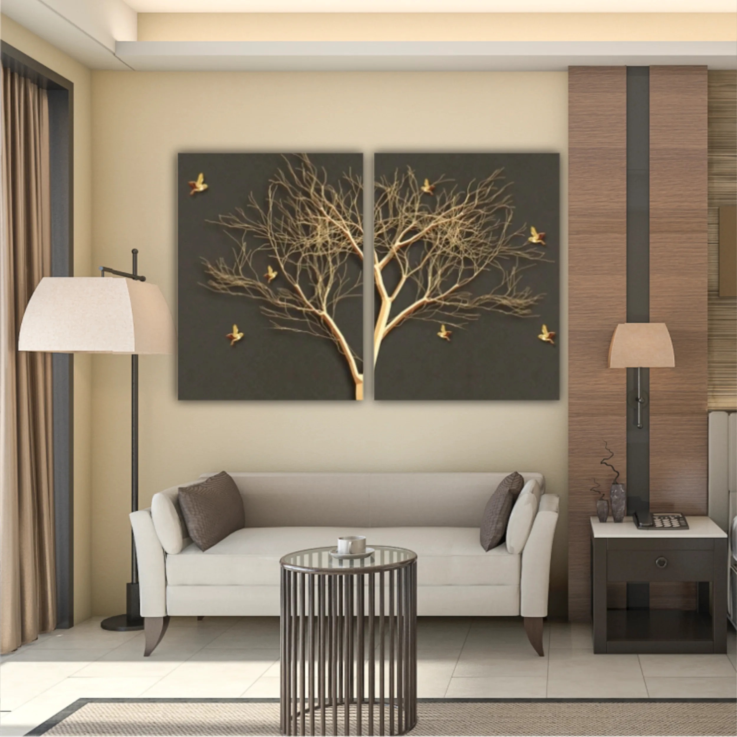 3d illustration of tree and birds