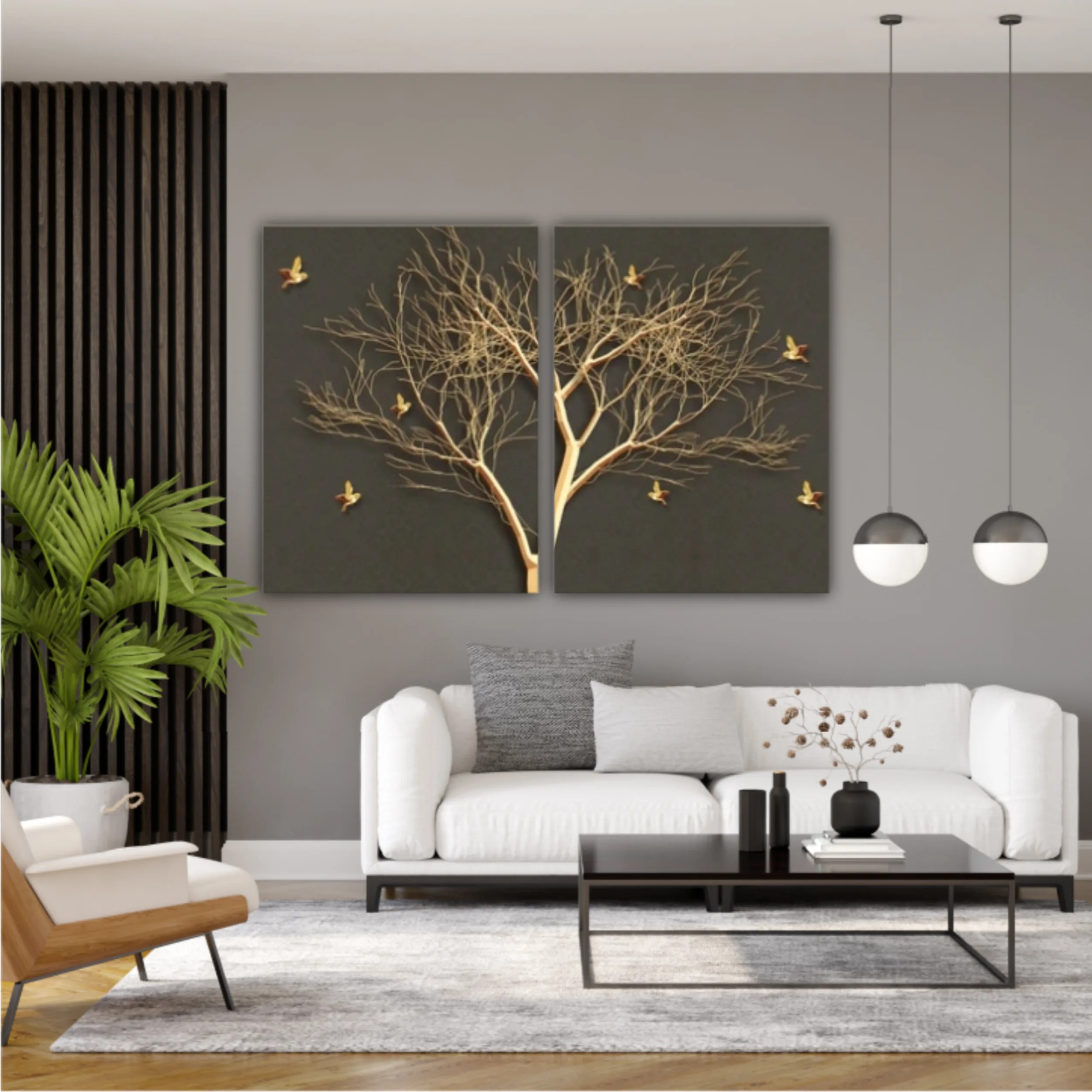 3d illustration of tree and birds