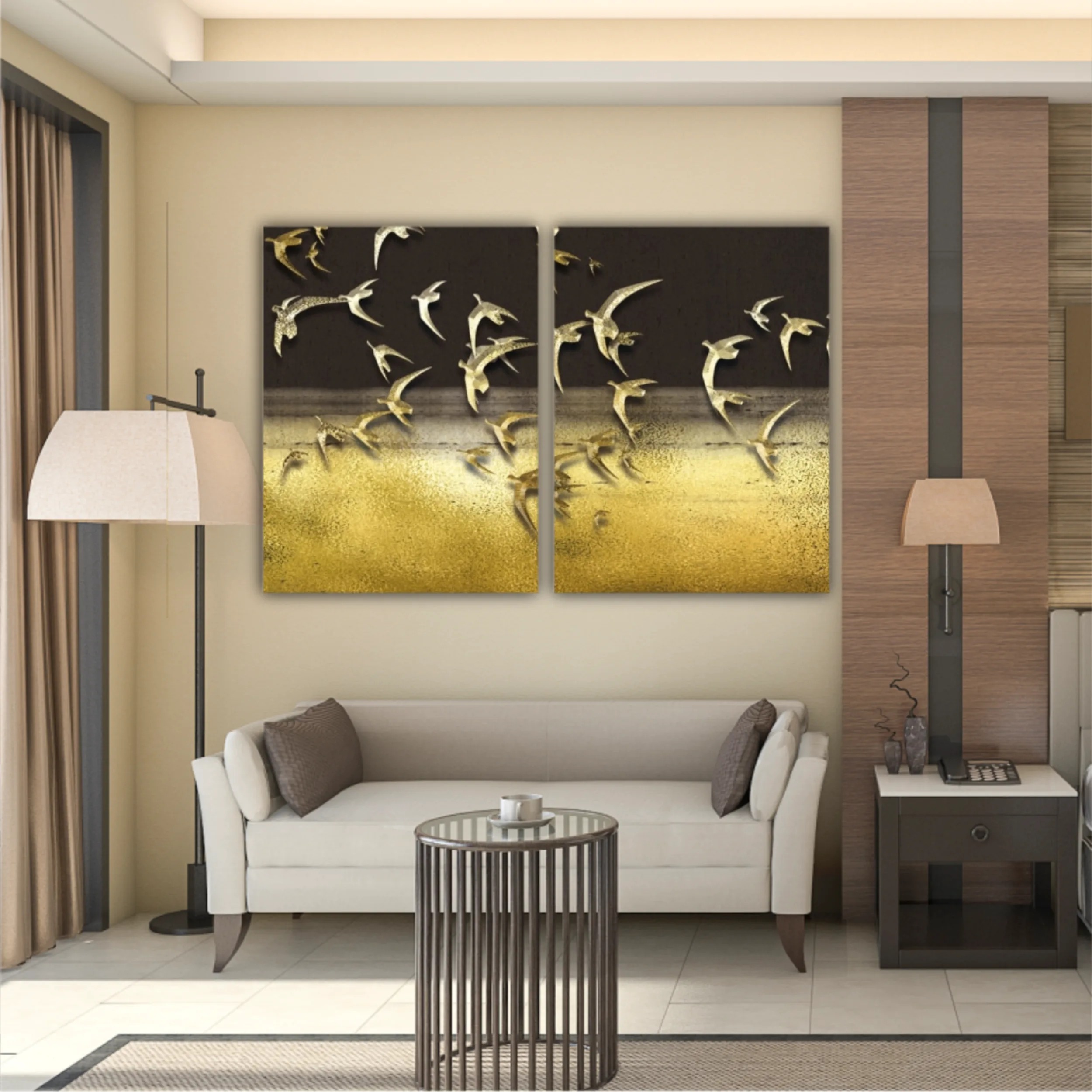 3d illustration of flock of birds flying in the sky