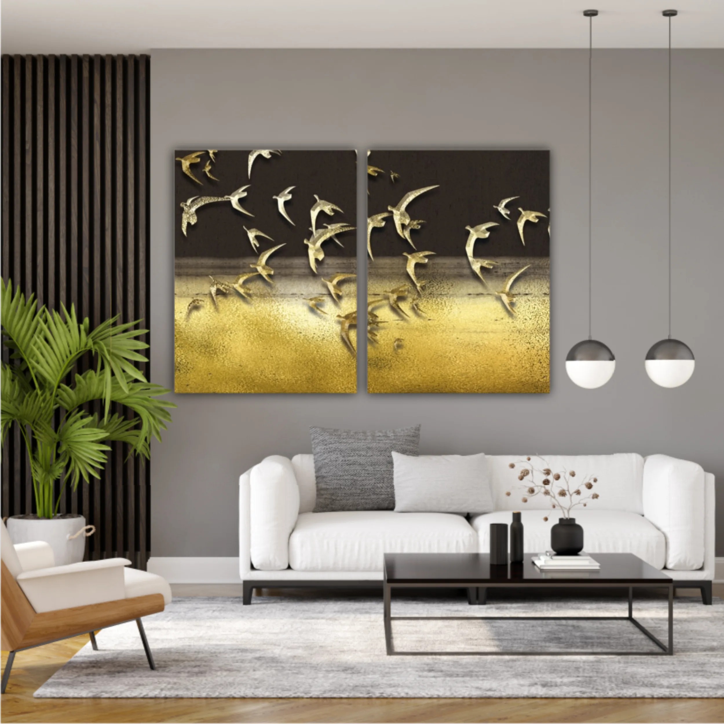 3d illustration of flock of birds flying in the sky