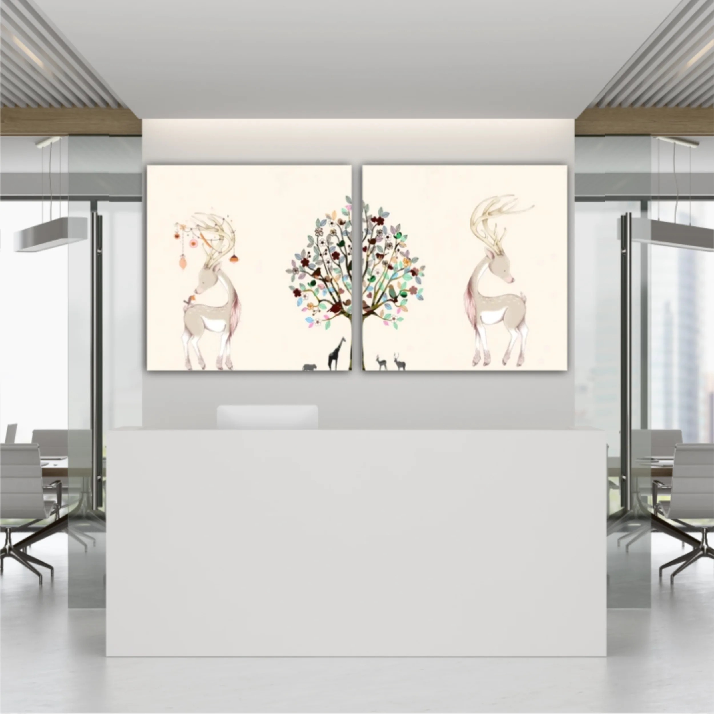 3d illustration of tree and deer