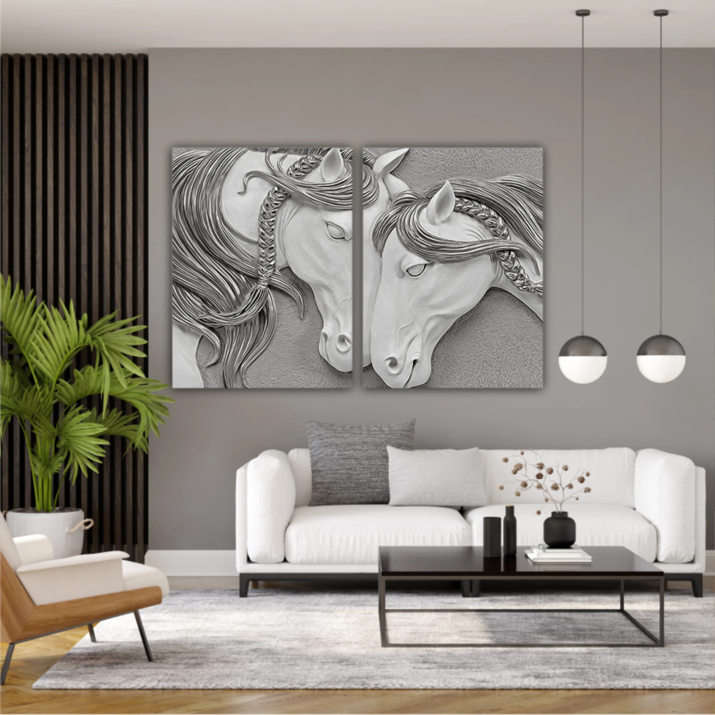 3d illustration of two horses