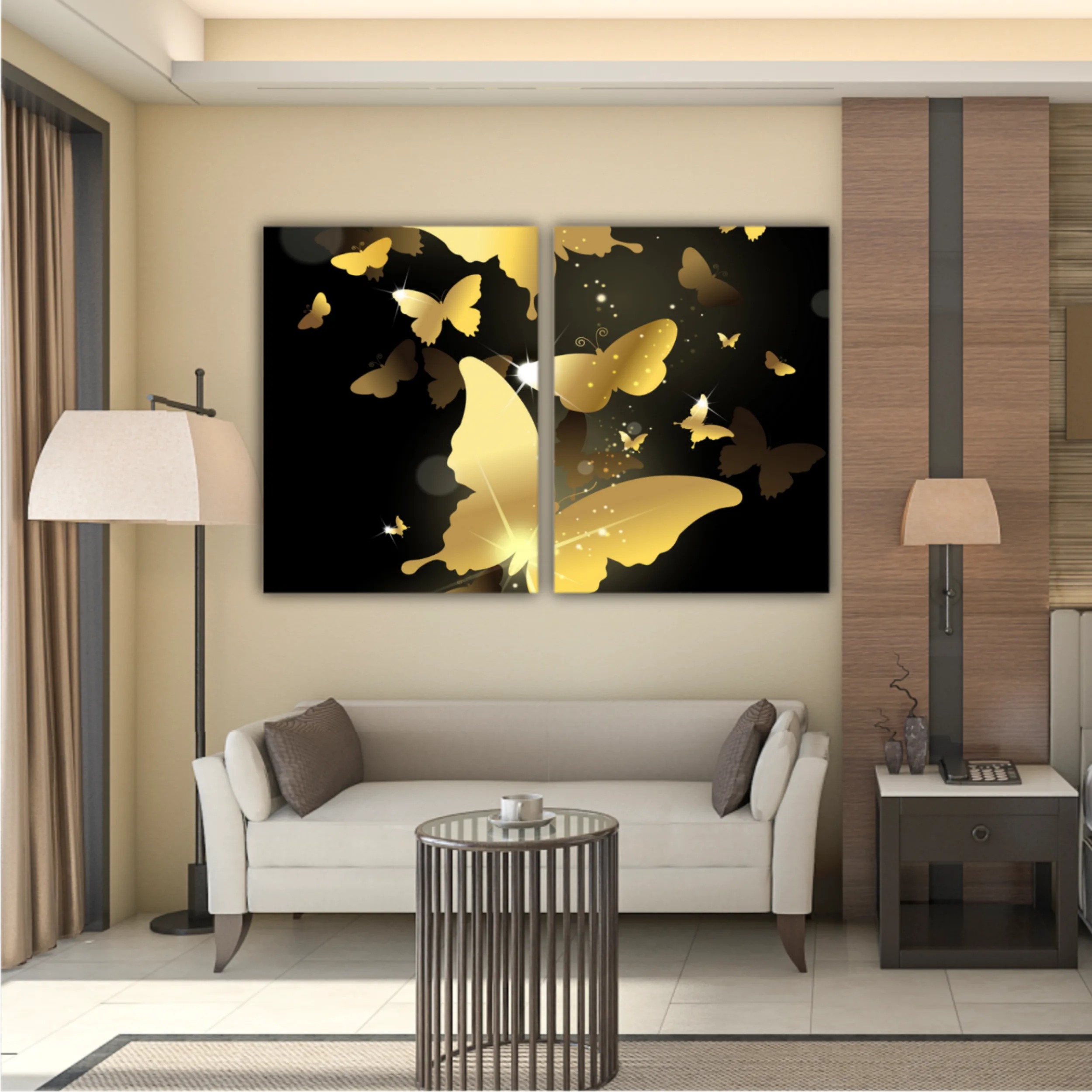 3d illustration of butterfly group on modern background