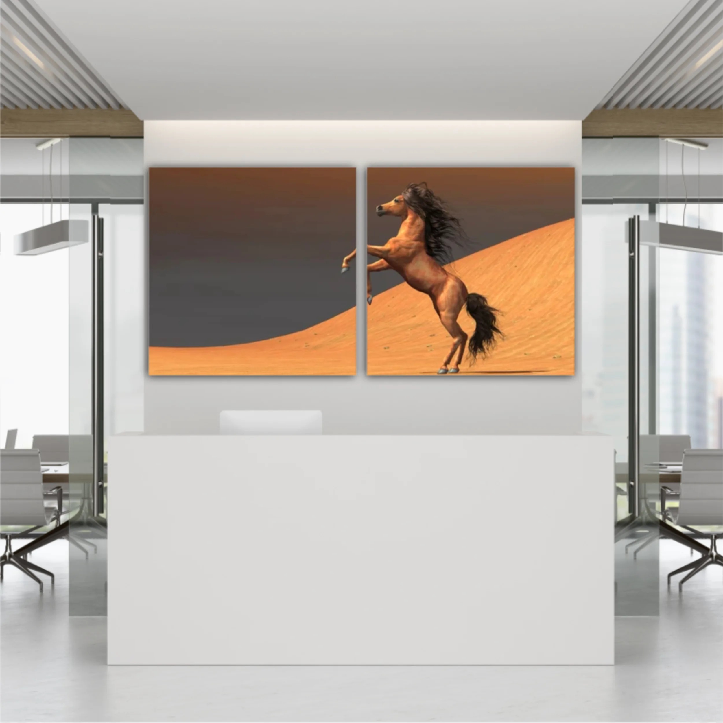 3d illustration of horses and beach design