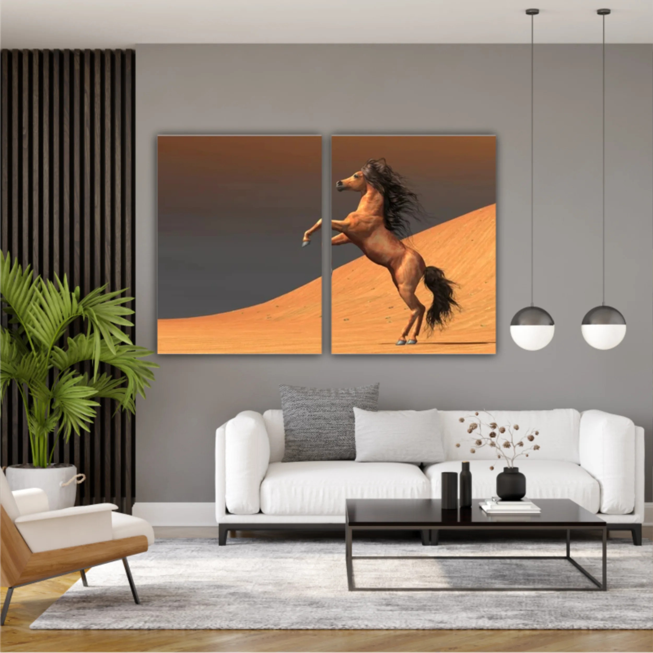 3d illustration of horses and beach design