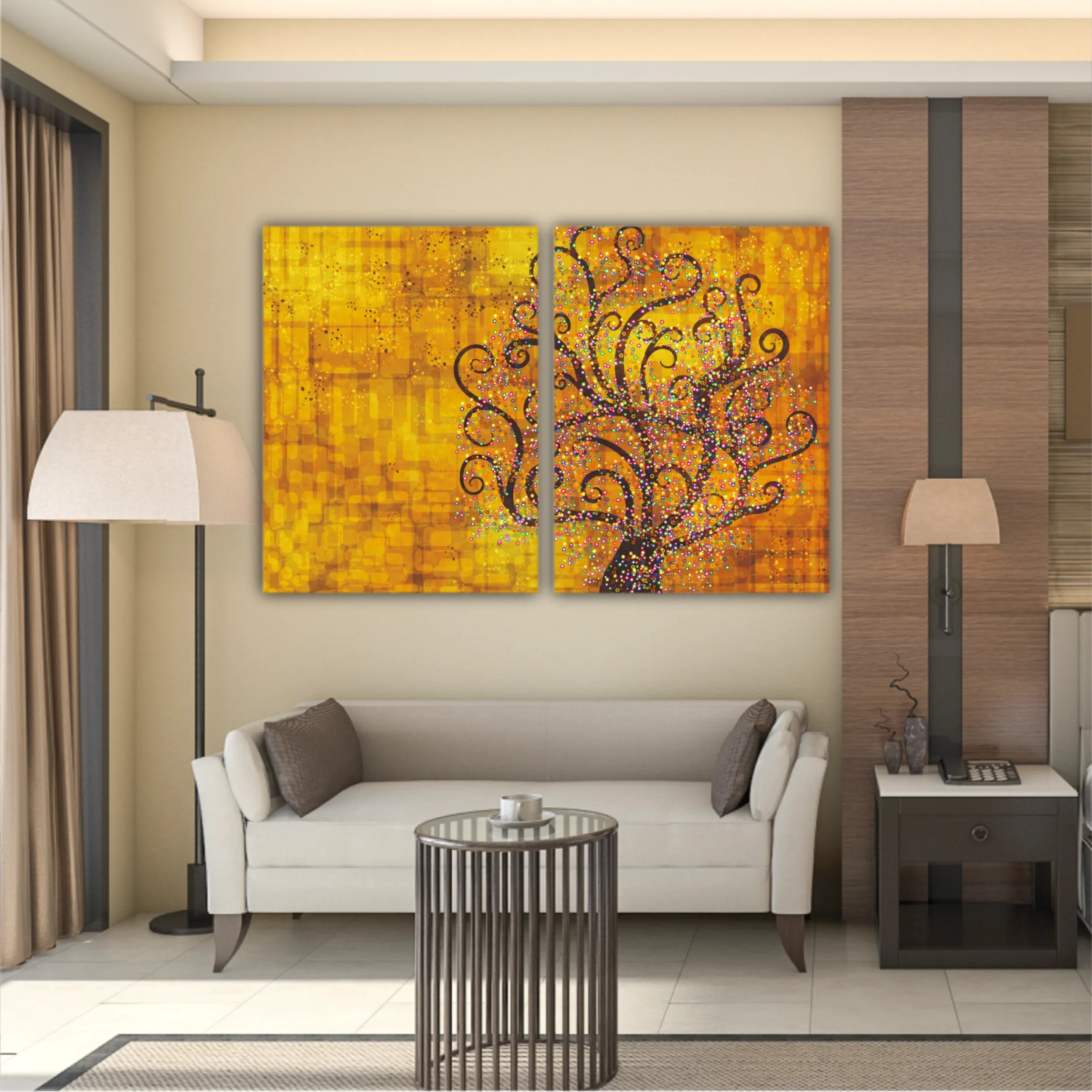 Abstract tree on a gold background in style of Gustav Klimt painting