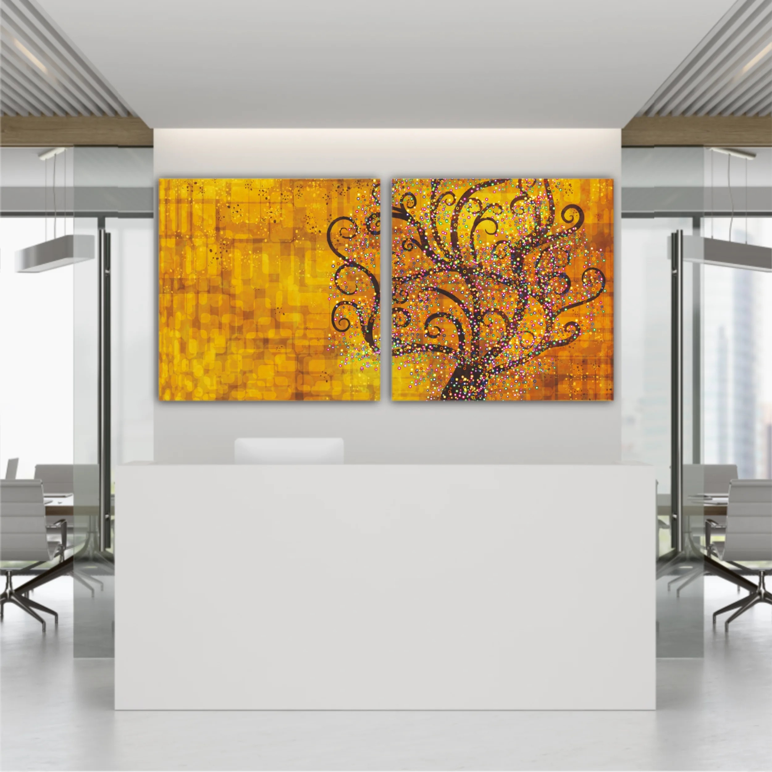 Abstract tree on a gold background in style of Gustav Klimt painting