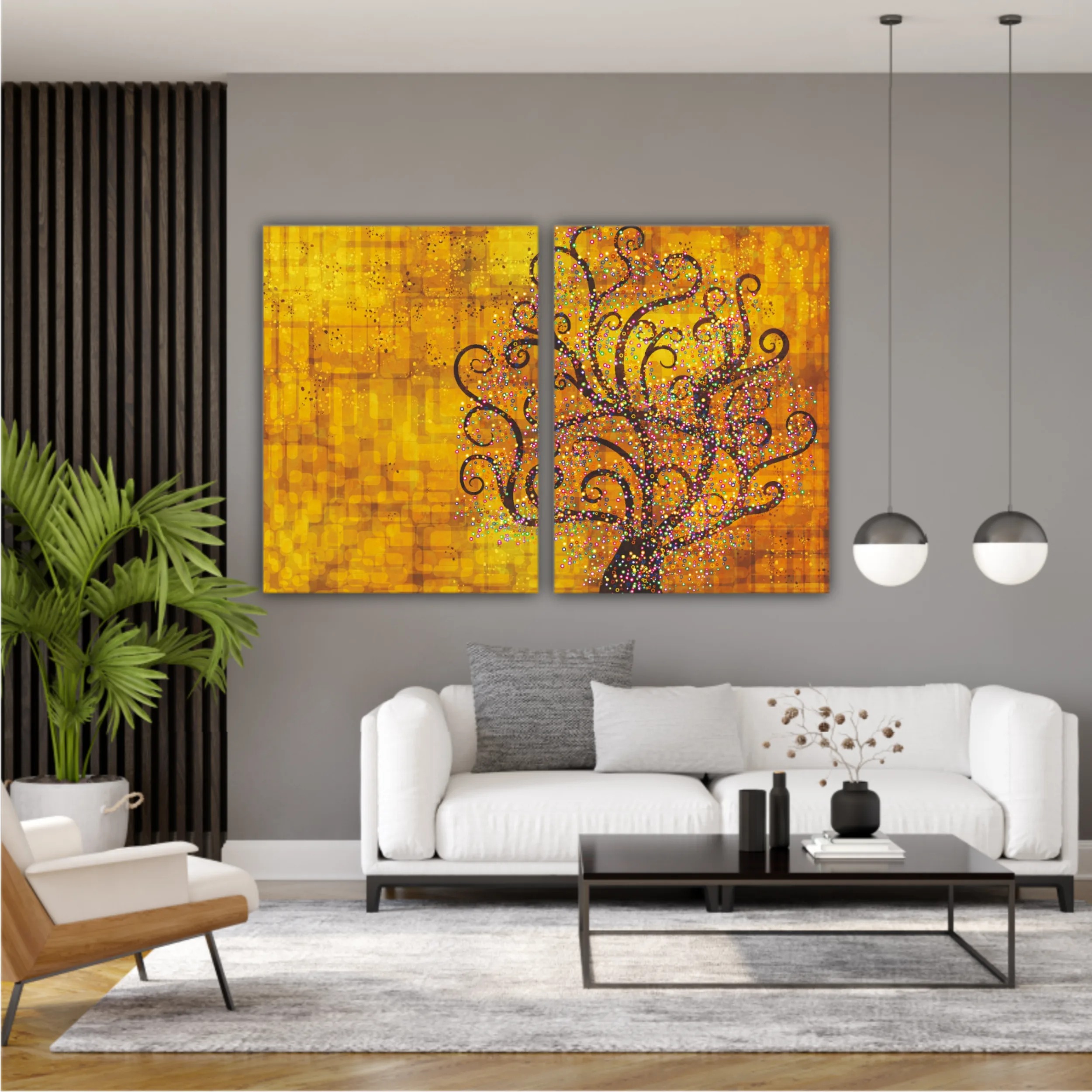 Abstract tree on a gold background in style of Gustav Klimt painting