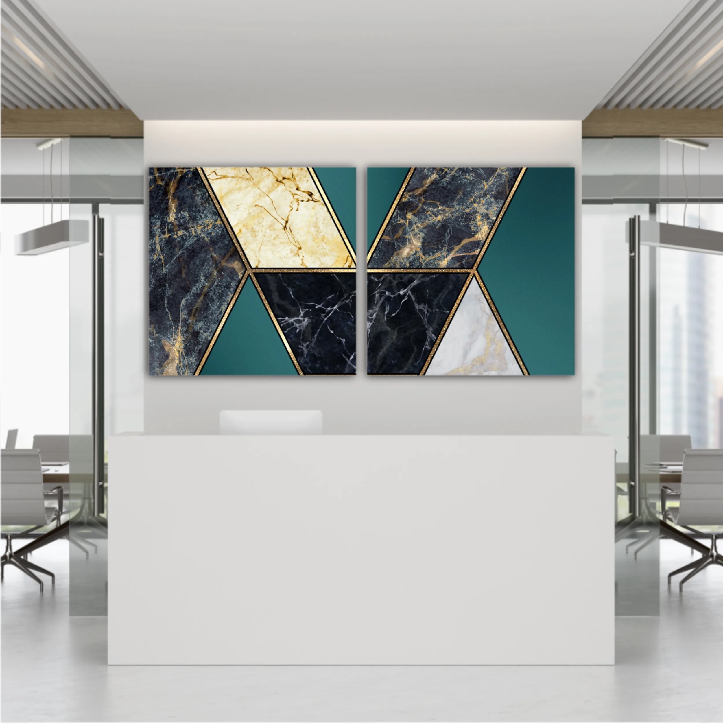 Сreative texture of marble,  modern mosaic inlay, green and gold N1