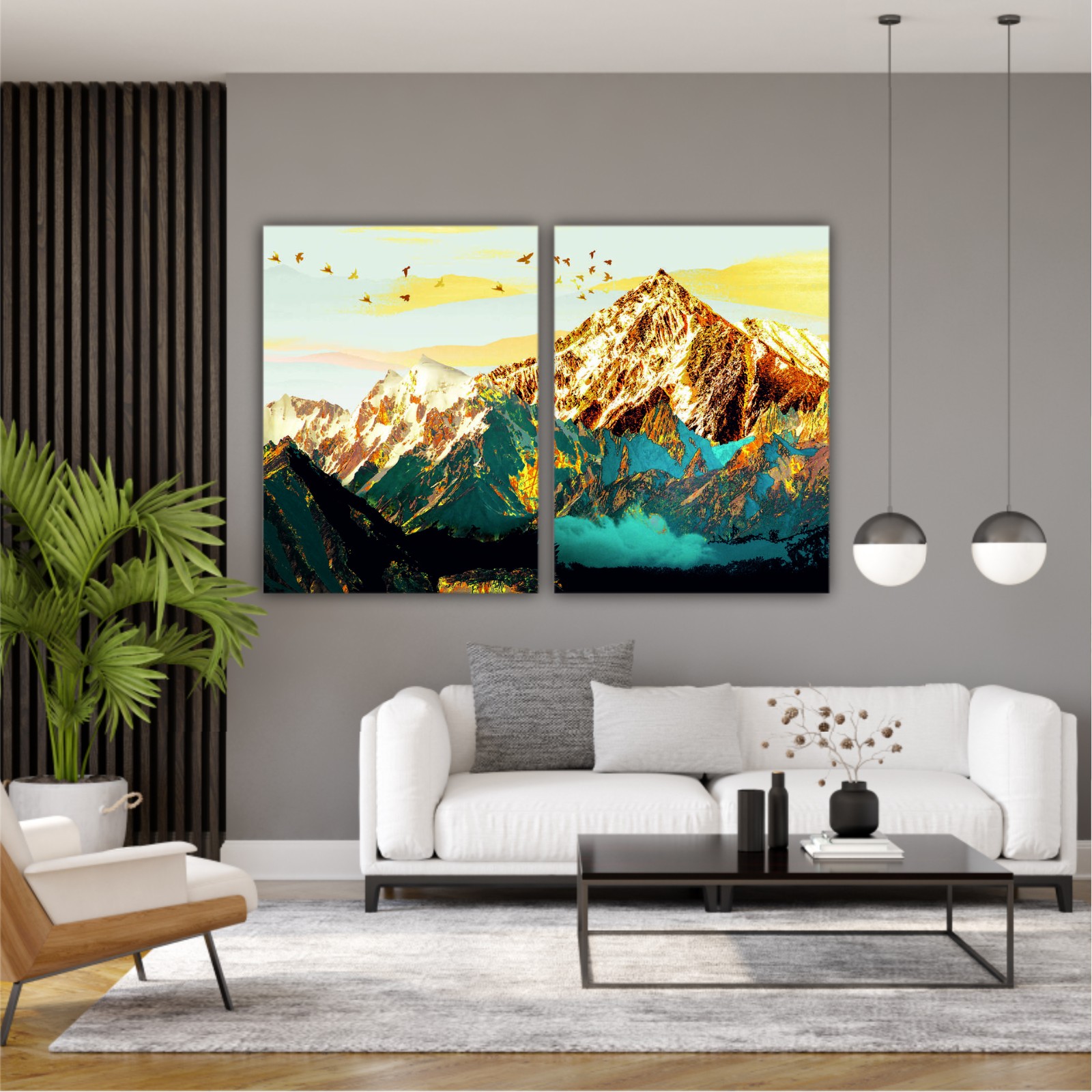 abstract-paint-texture-art- blue and gold mountains