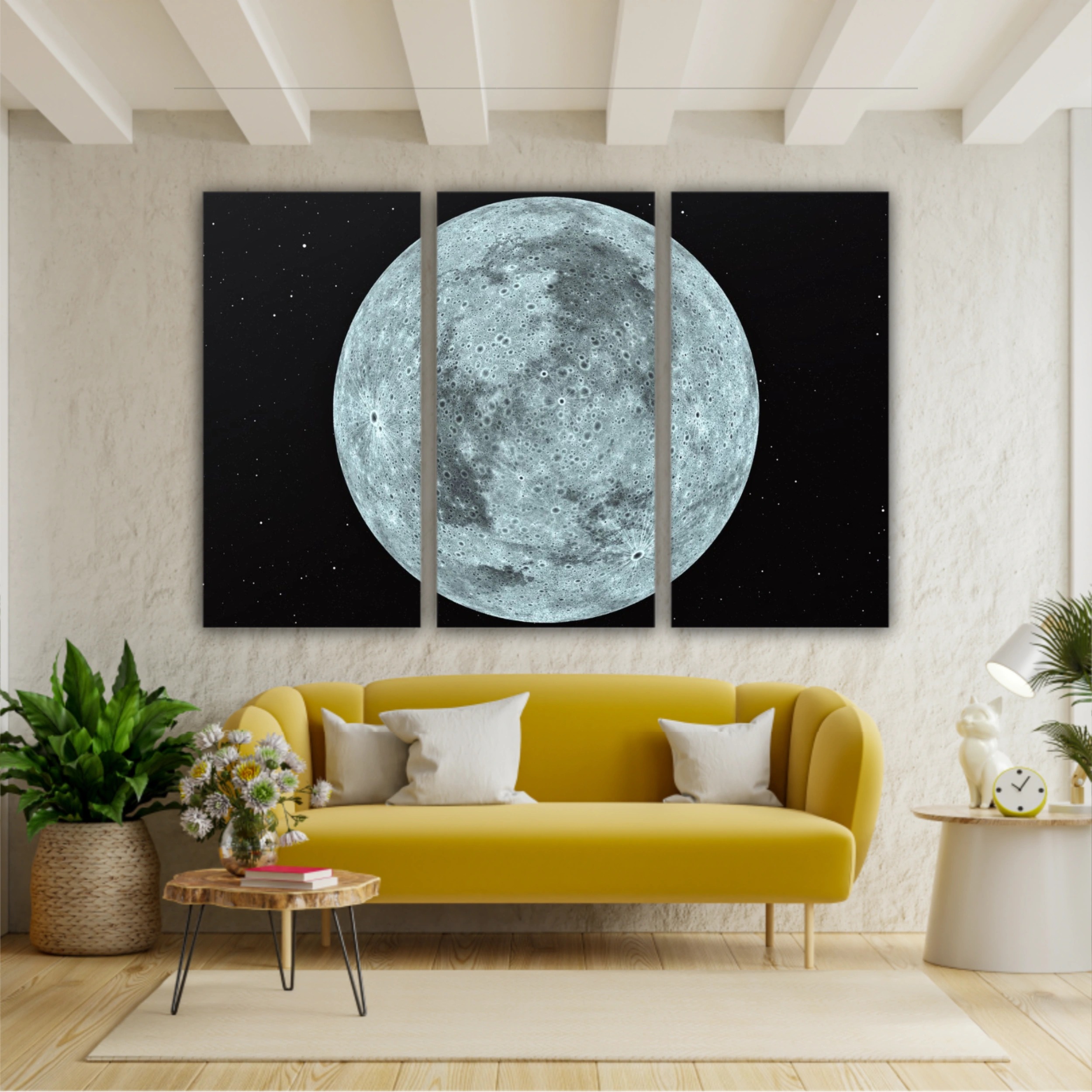 3D rendering of the moon with star sky background