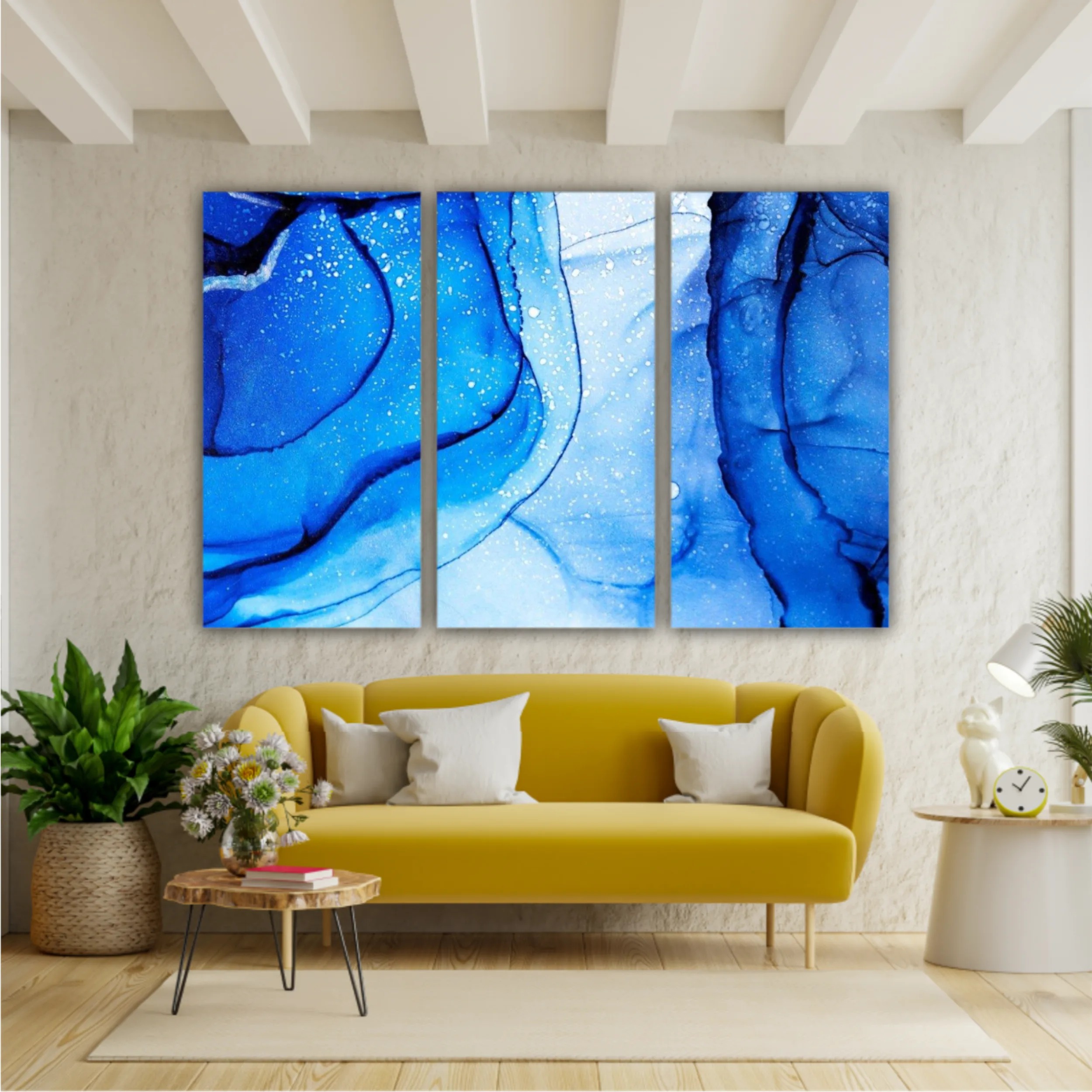 Blue and white alcohol ink abstract