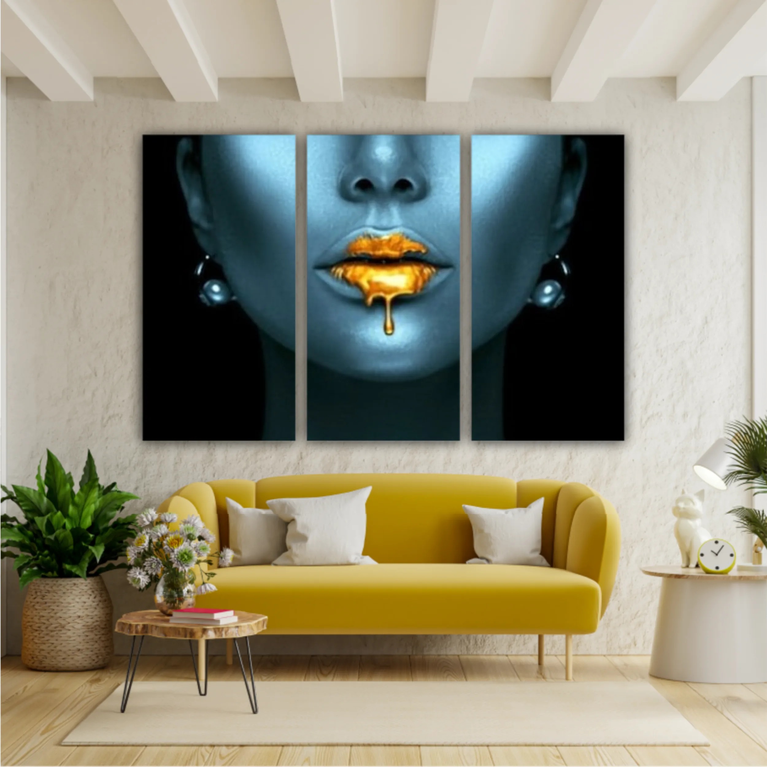 Blue beauty with golden details  Lips golden