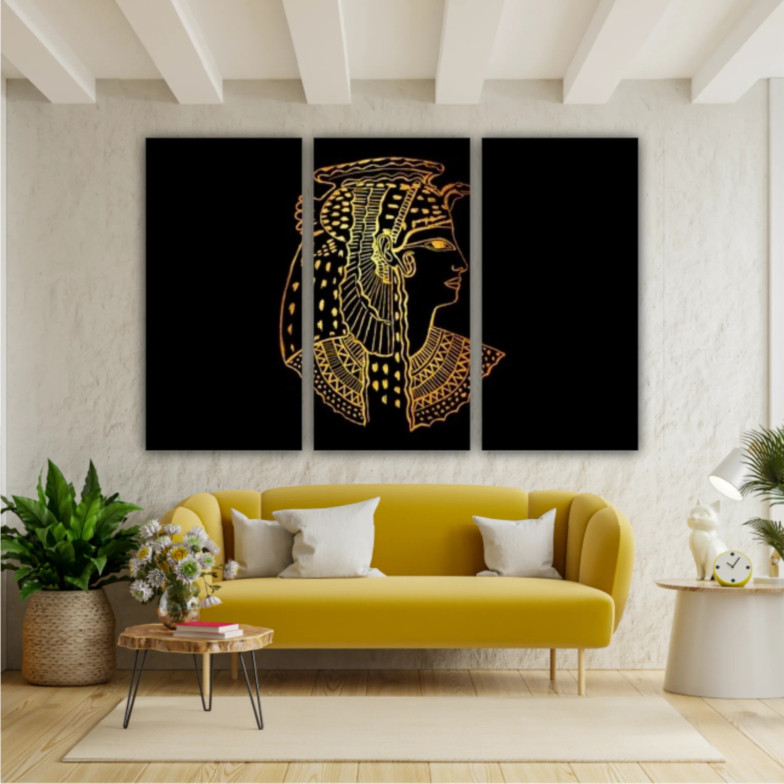 Abstract ancient Egyptian background, Cleopatra. Gold